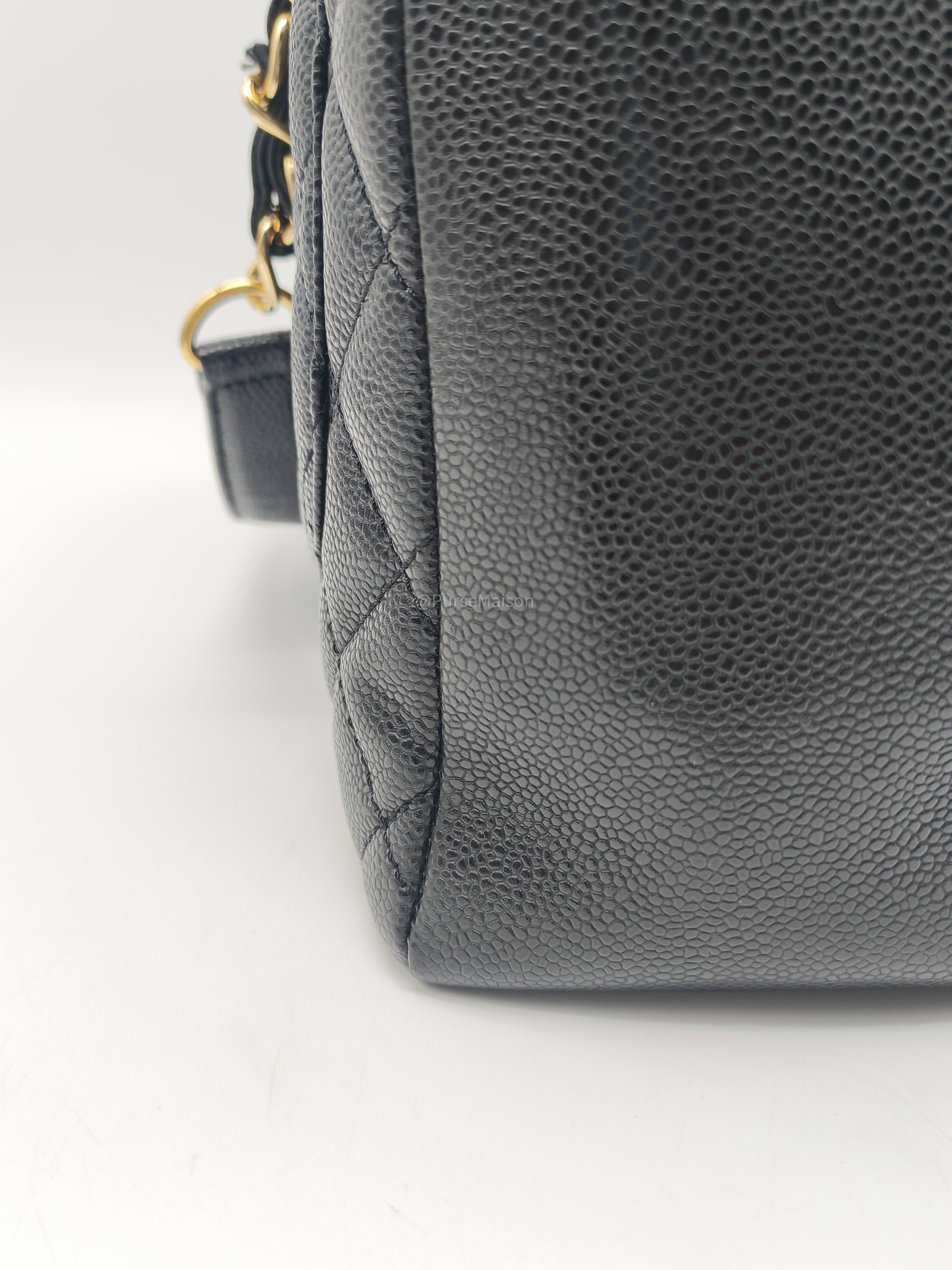 Chanel Grand Shopping Tote (GST) in Black Caviar Leather and Gold Hardware Series 17