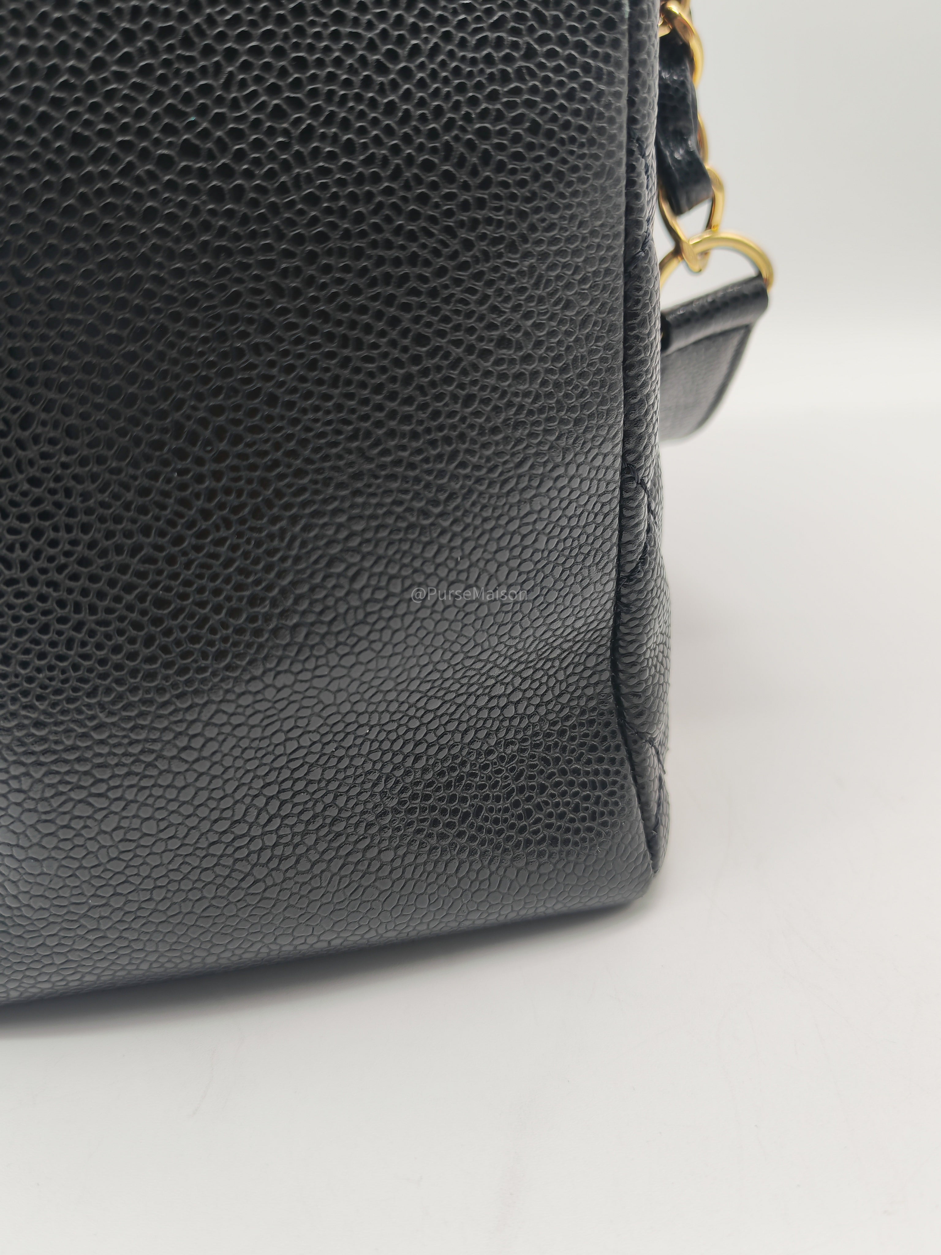 Chanel Grand Shopping Tote (GST) in Black Caviar Leather and Gold Hardware Series 17