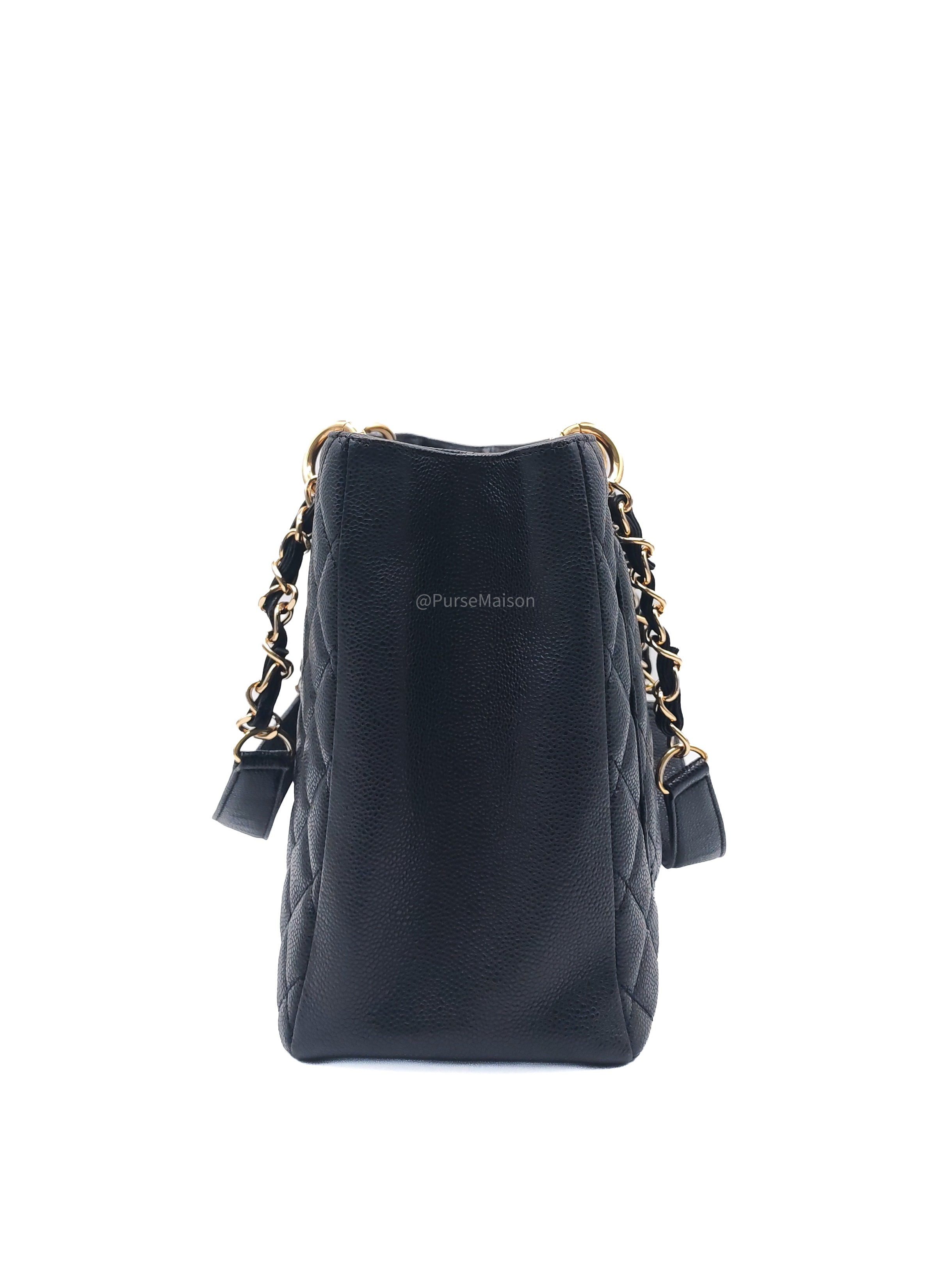 Chanel Grand Shopping Tote (GST) in Black Caviar Leather and Gold Hardware Series 17