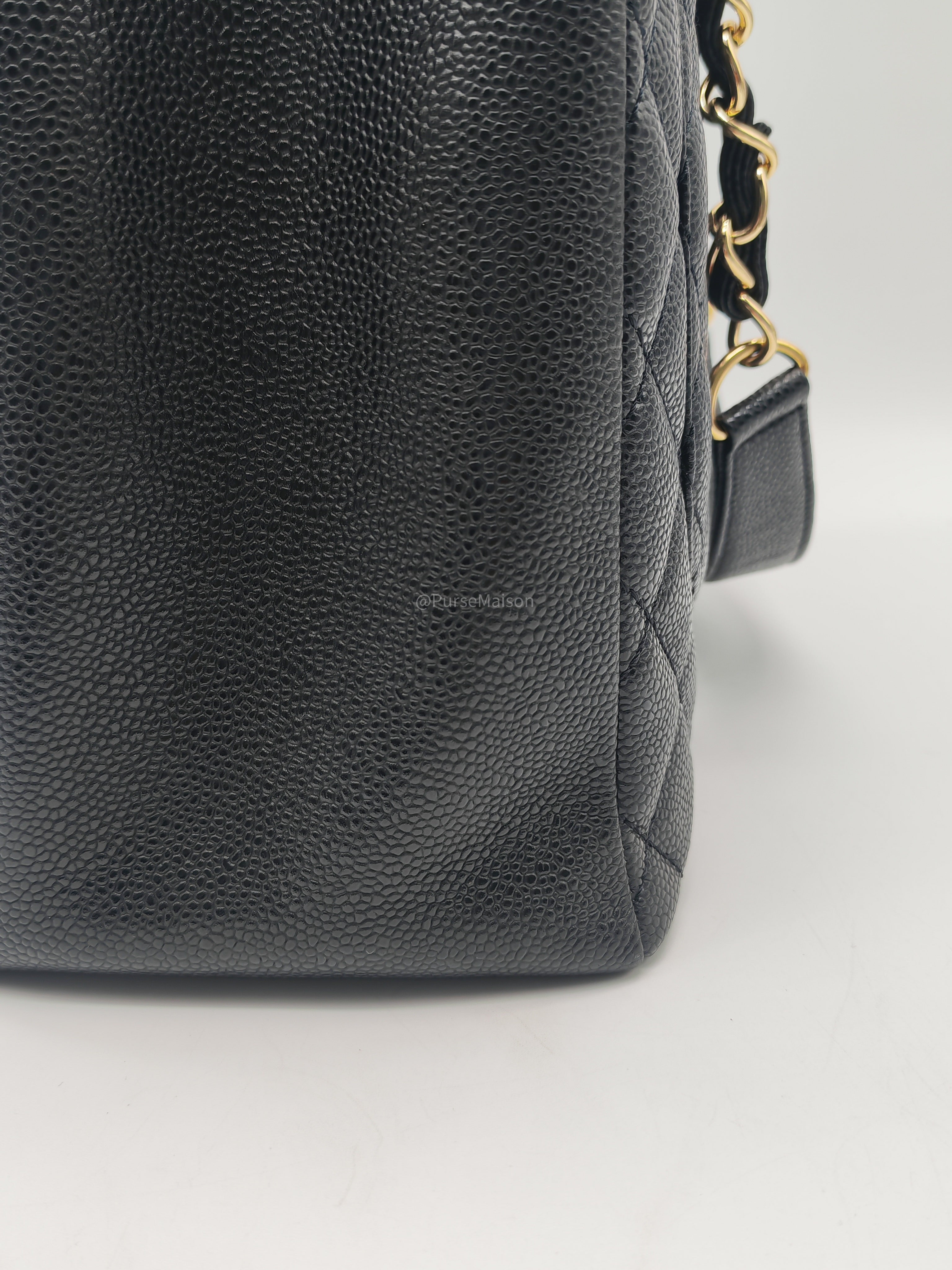 Chanel Grand Shopping Tote (GST) in Black Caviar Leather and Gold Hardware Series 17
