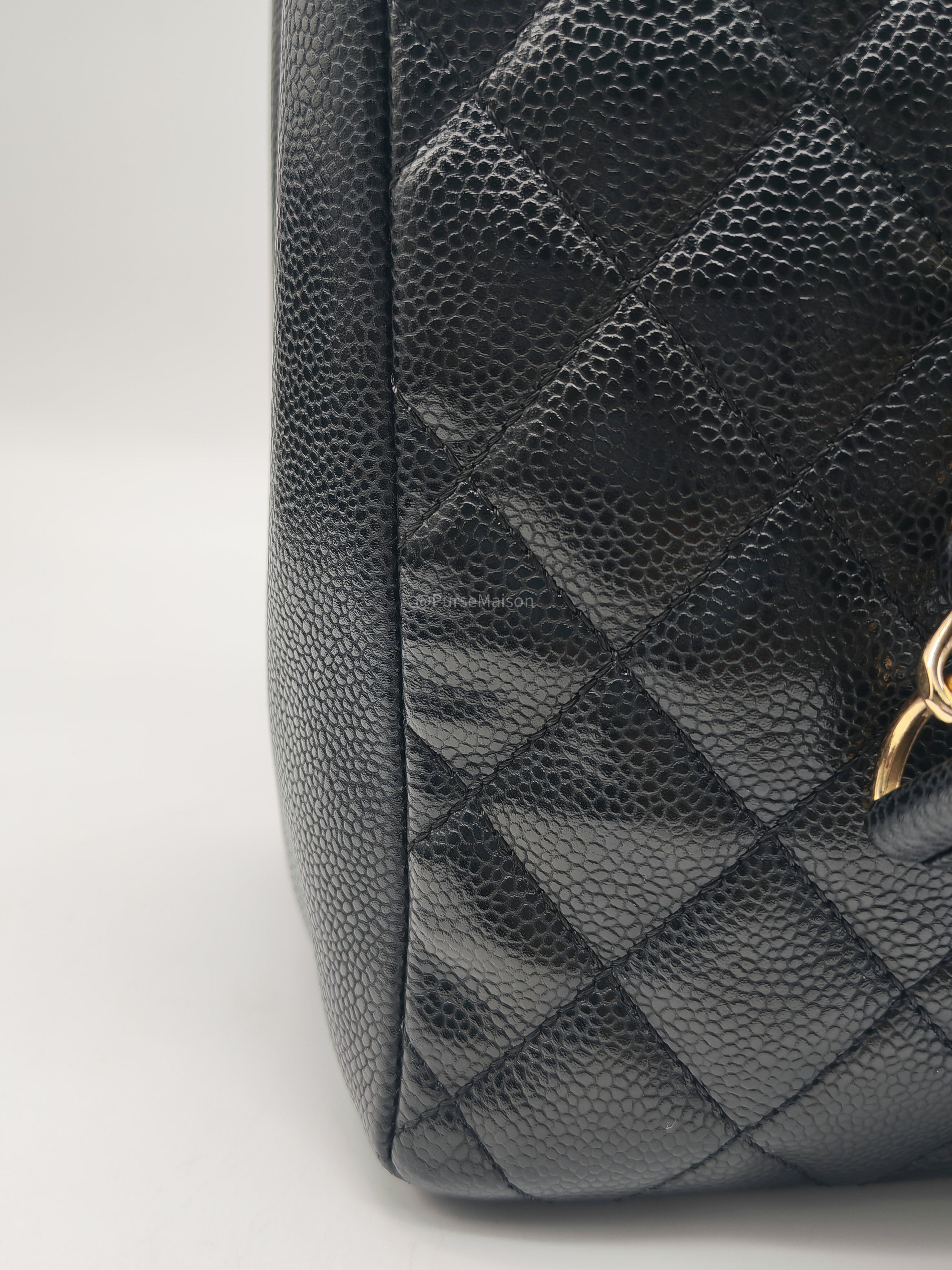 Chanel Grand Shopping Tote Bag (GST) in Black Quilted Caviar Leather Gold Hardware (Series 19)