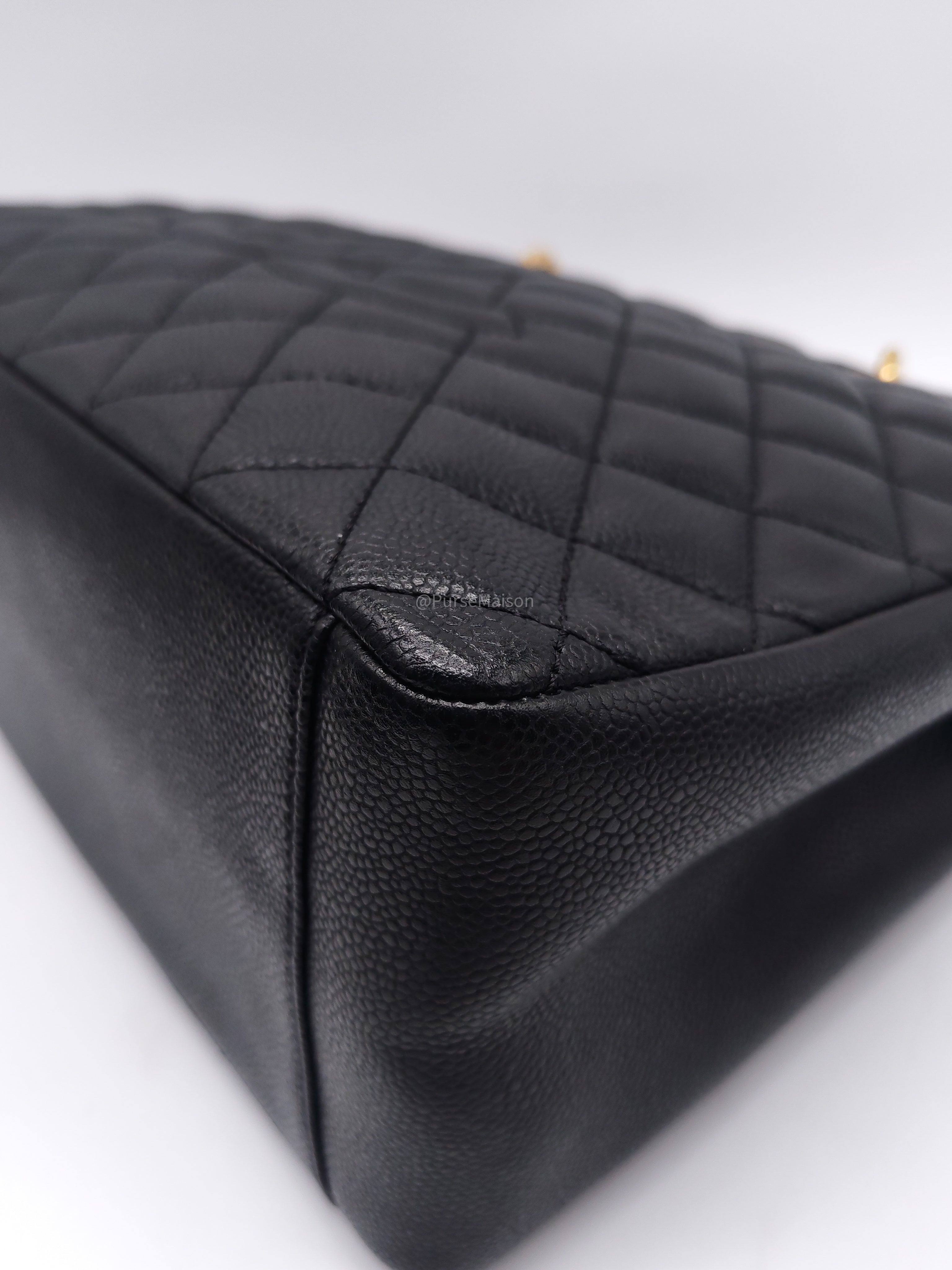 Chanel Grand Shopping Tote Bag (GST) in Black Quilted Caviar Leather Gold Hardware (Series 19)