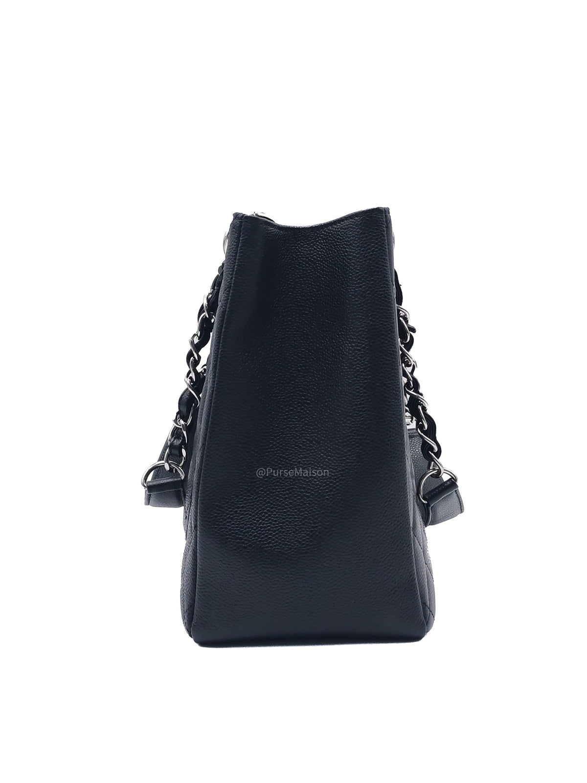 Chanel Grand Shopping Tote (GST) in Black Caviar Leather and Silver Hardware Series 16