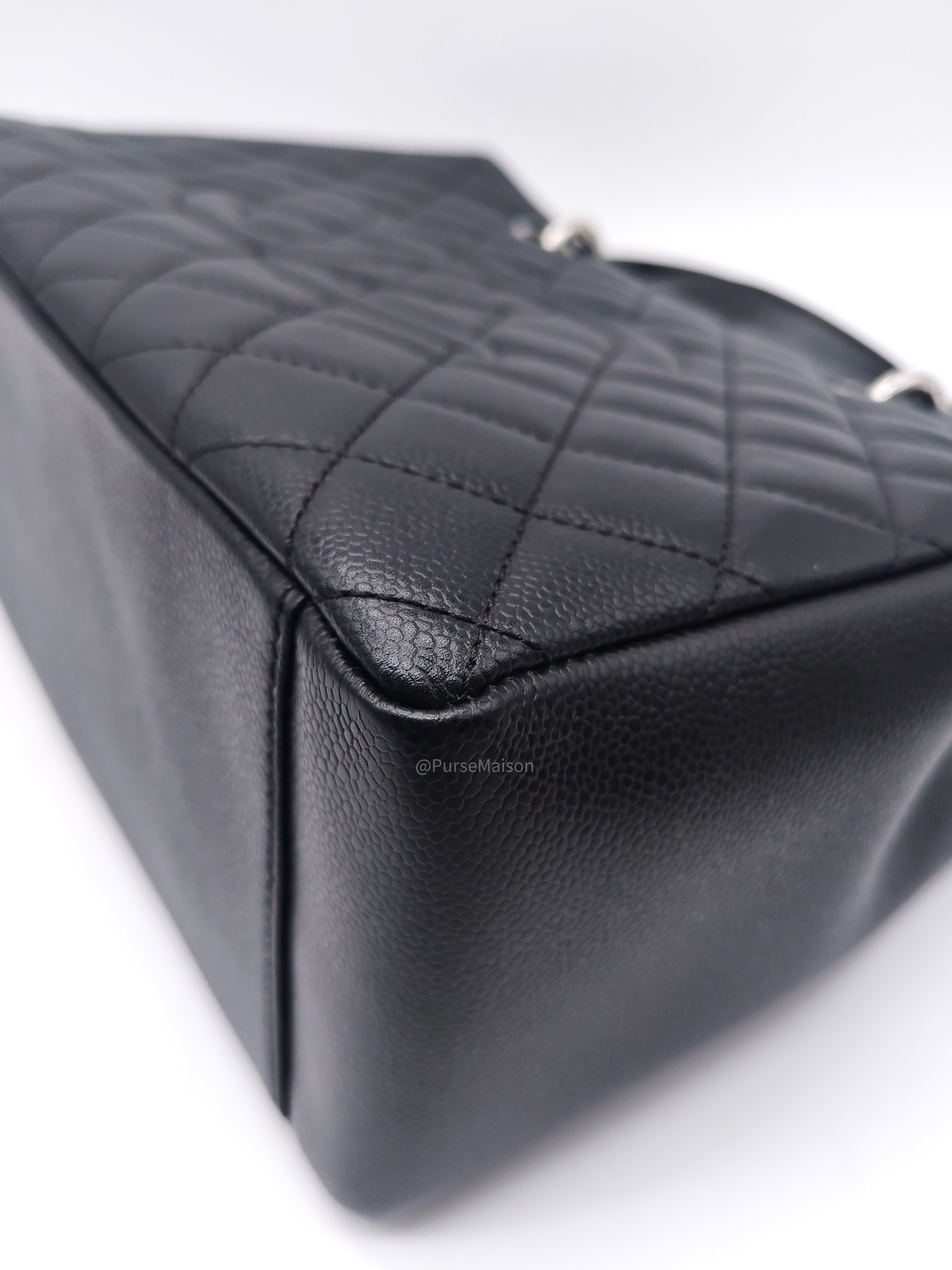 Chanel Grand Shopping Tote (GST) in Black Caviar Leather and Silver Hardware Series 16