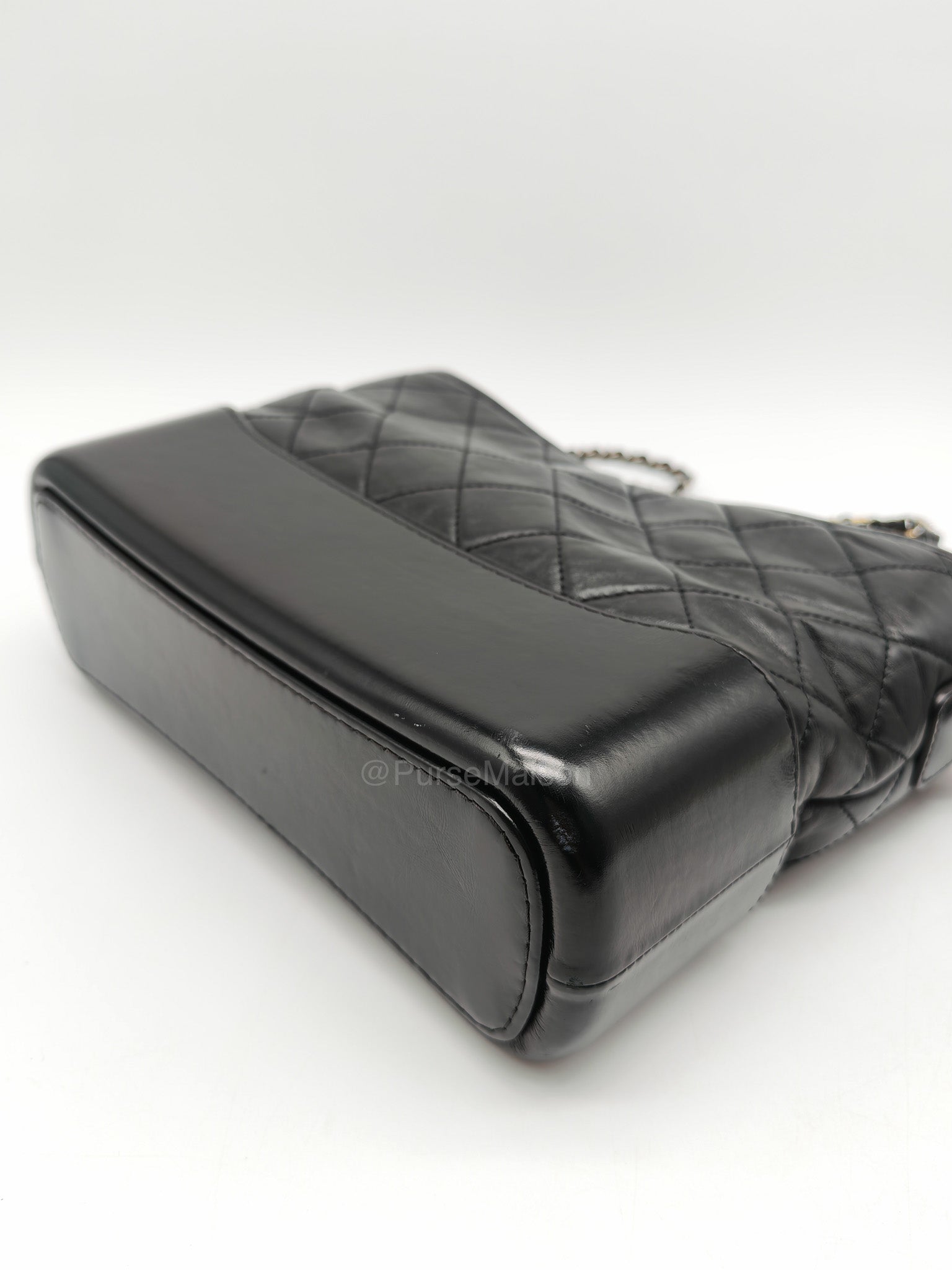 Chanel Gabrielle Medium in Black Quilted Lambskin Leather Hobo Bag in Black Mix Hardware Series 30