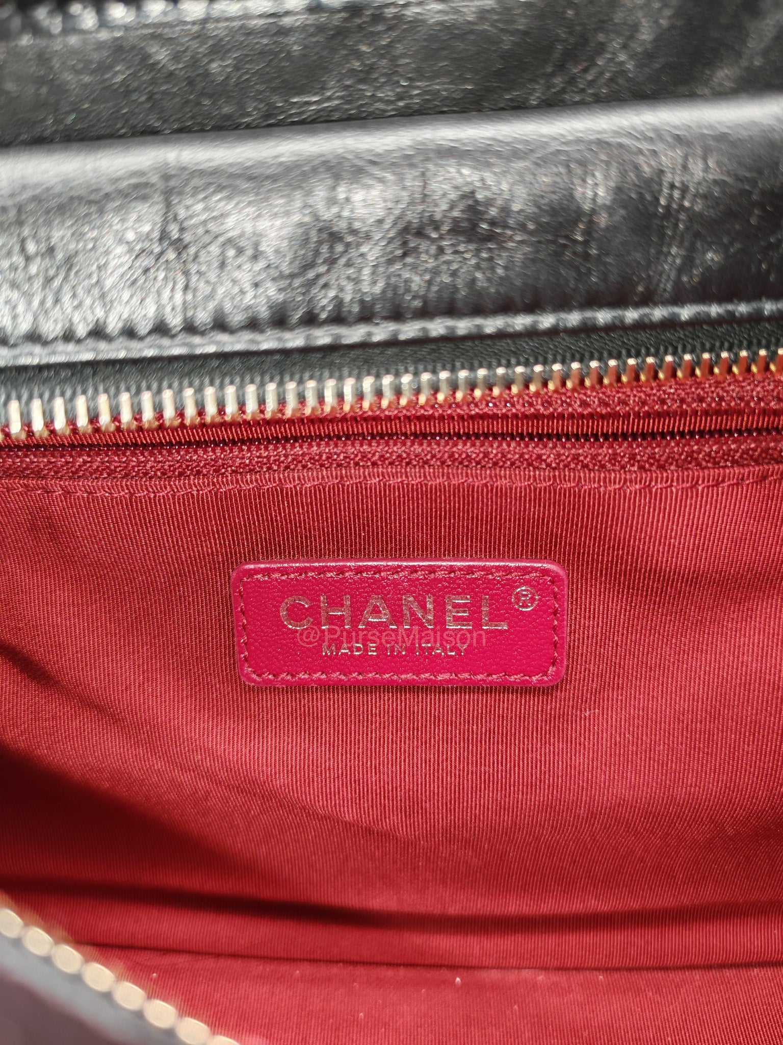 Chanel Gabrielle Medium in Black Quilted Lambskin Leather Hobo Bag in Black Mix Hardware Series 30