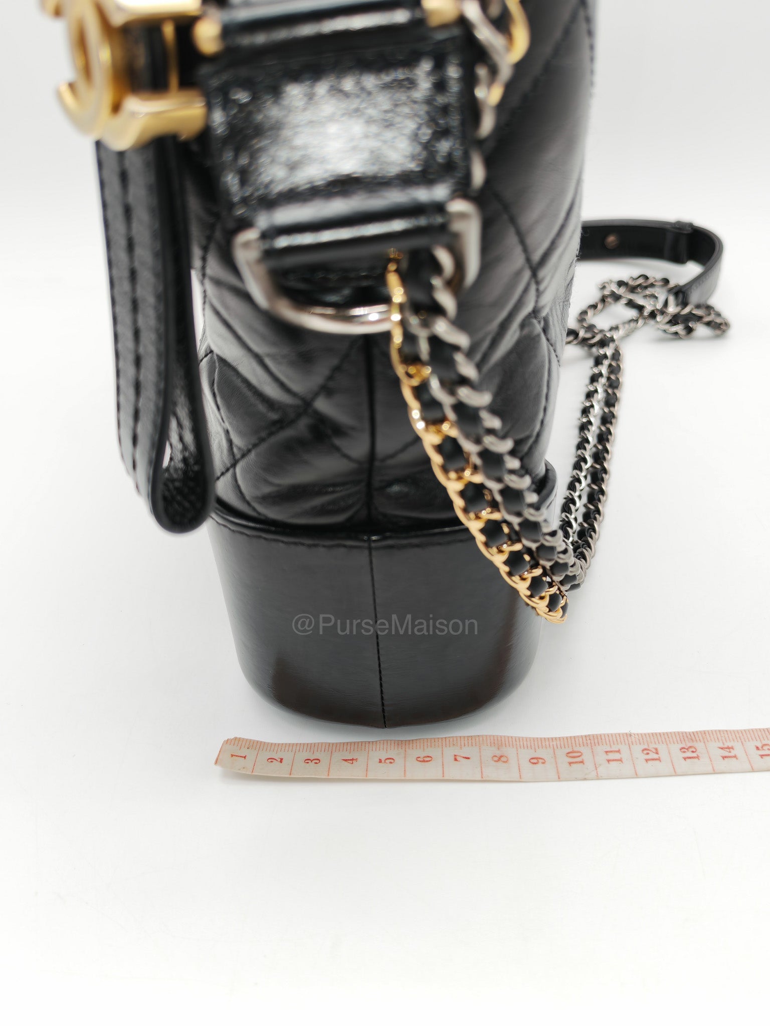 Chanel Gabrielle Medium in Black Quilted Lambskin Leather Hobo Bag in Black Mix Hardware Series 30
