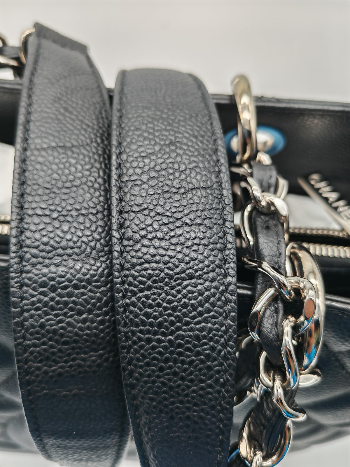 Chanel Grand Shopping Tote Bag (GST) in Black Caviar Leather Silver Hardware (Series 17****92)