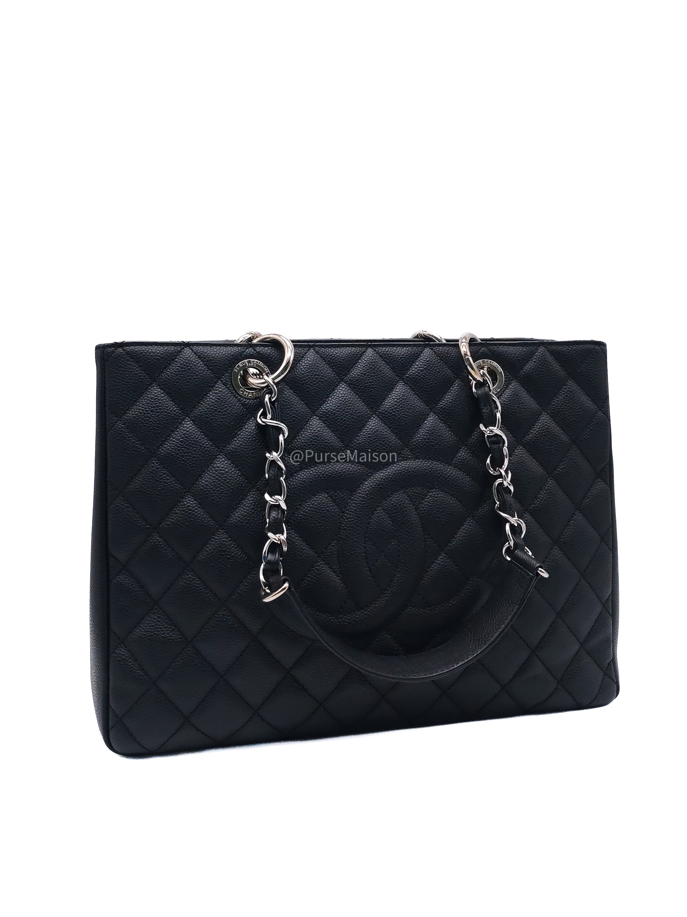 Chanel Grand Shopping Tote Bag (GST) in Black Caviar Leather Silver Hardware (Series 17****92)