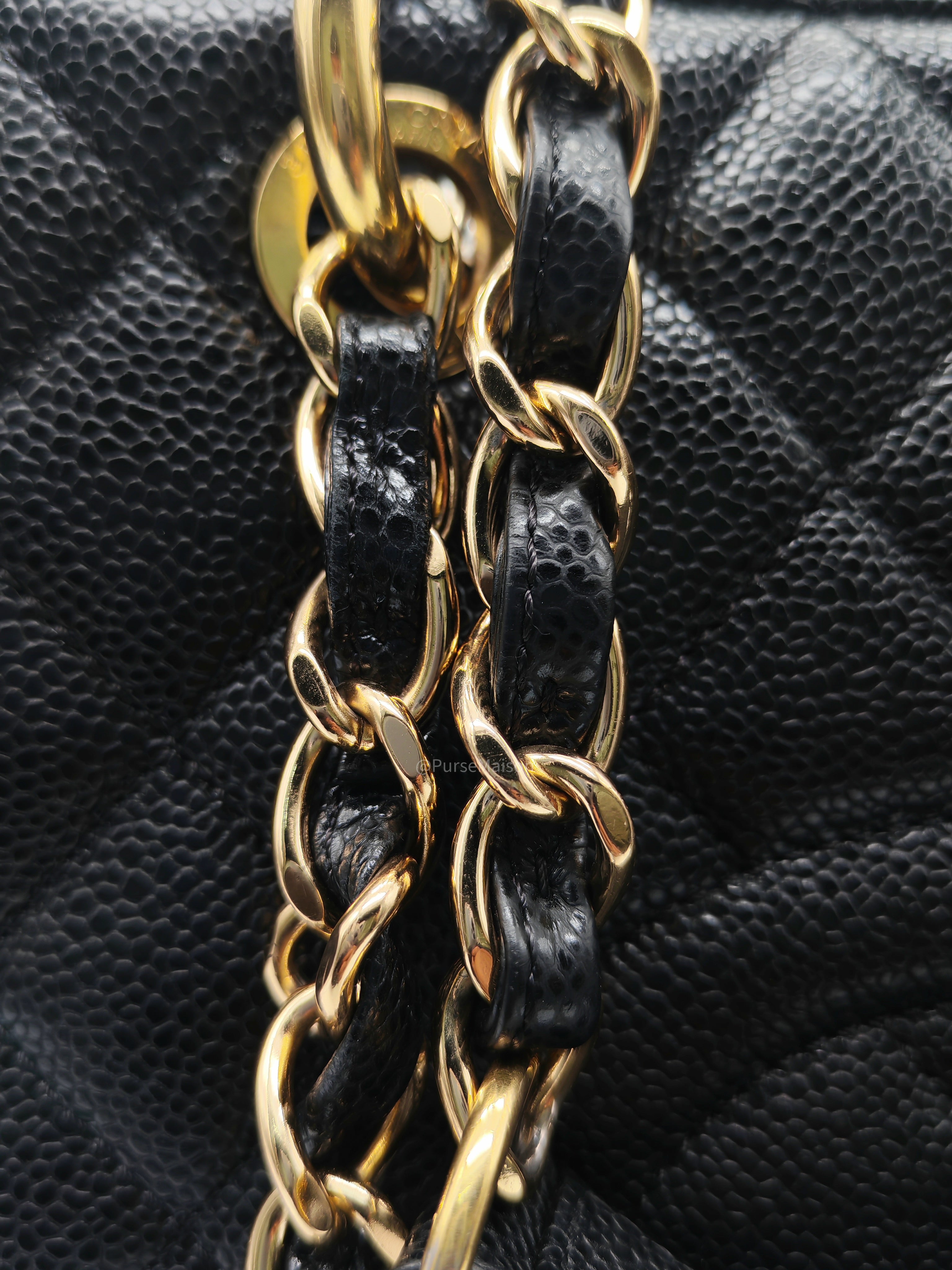Chanel Grand Shopping Tote Bag (GST) in Black Quilted Caviar Leather Gold Hardware (Series 15***52)