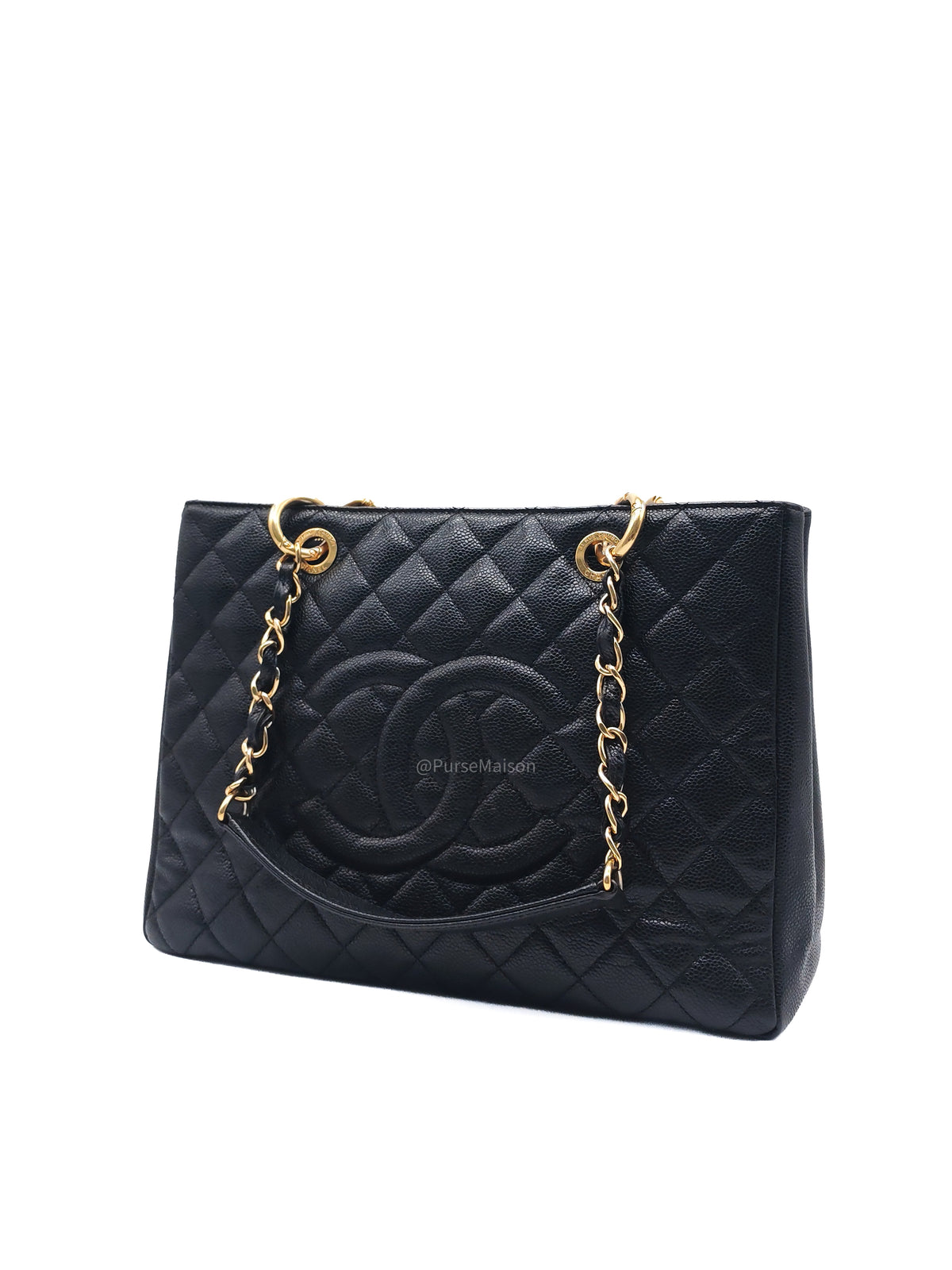 Chanel Grand Shopping Tote Bag (GST) in Black Quilted Caviar Leather Gold Hardware (Series 15***52)