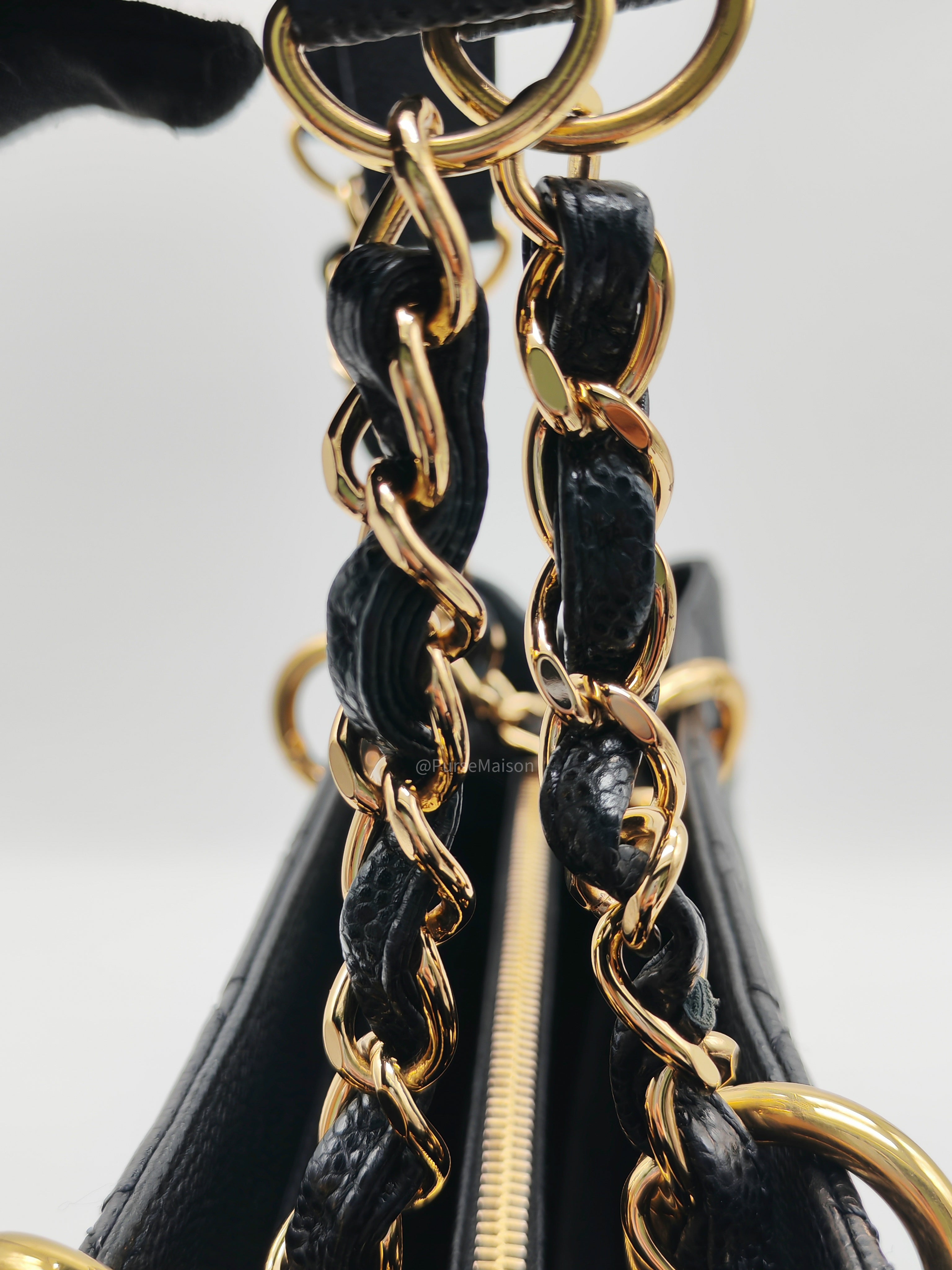 Chanel Grand Shopping Tote Bag (GST) in Black Quilted Caviar Leather and Gold Hardware Series 17