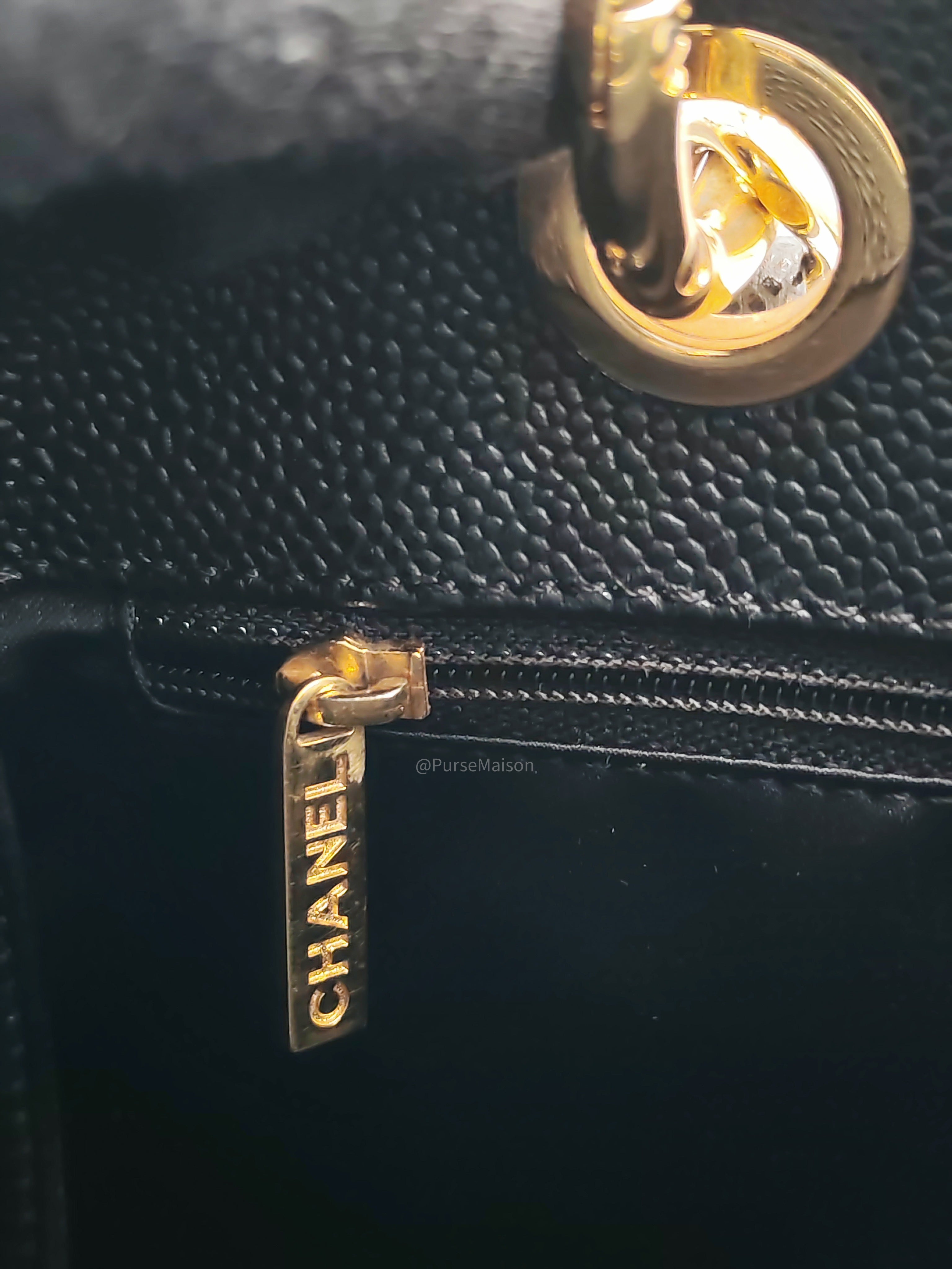 Chanel Grand Shopping Tote Bag (GST) in Black Quilted Caviar Leather and Gold Hardware Series 17