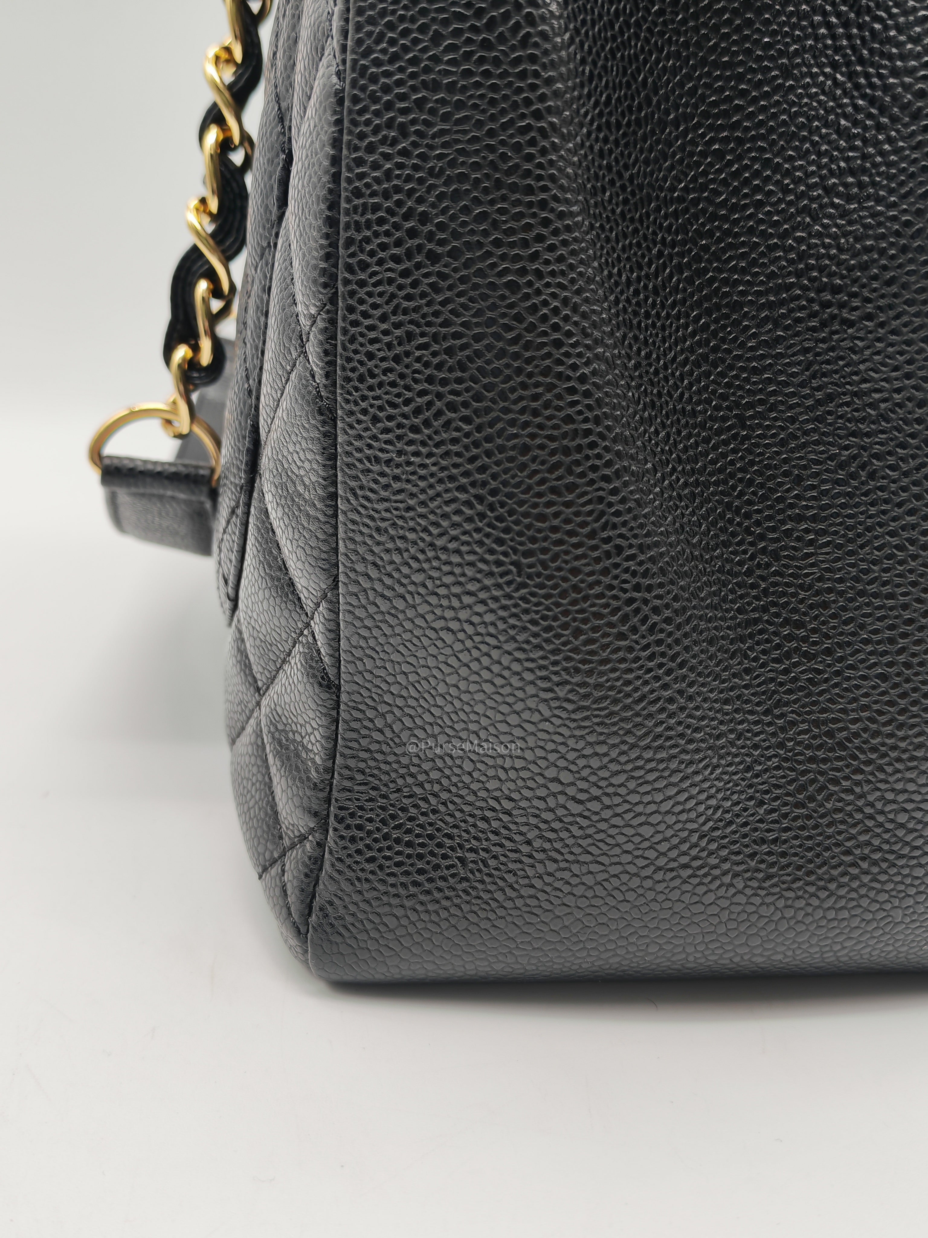 Chanel Grand Shopping Tote Bag (GST) in Black Quilted Caviar Leather and Gold Hardware Series 17