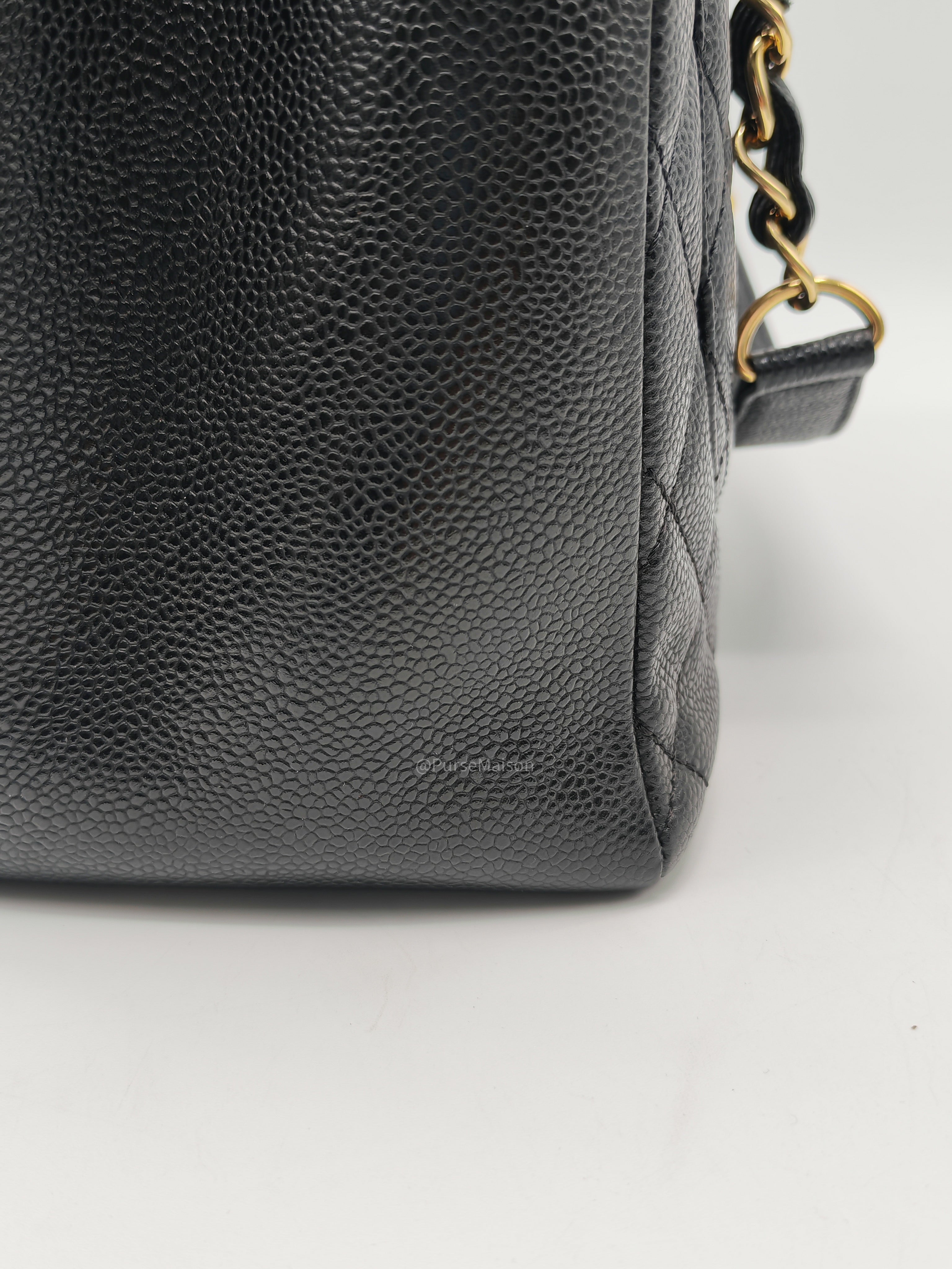 Chanel Grand Shopping Tote Bag (GST) in Black Quilted Caviar Leather and Gold Hardware Series 17