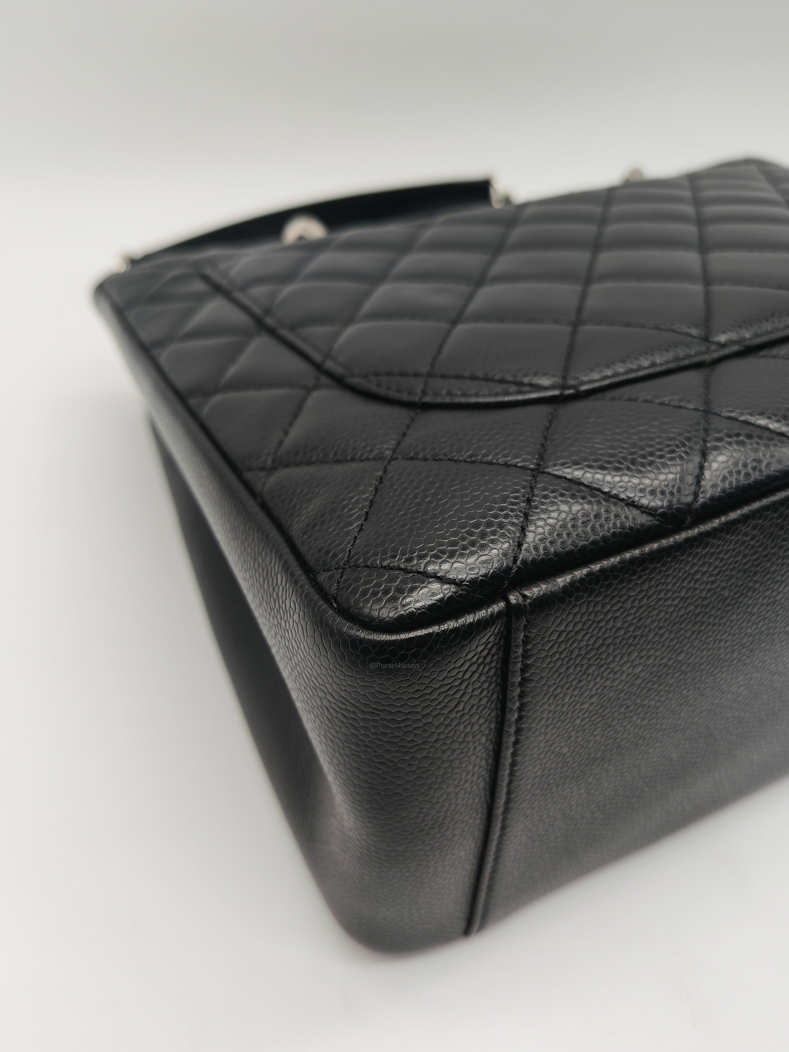 Chanel Grand Shopping Tote Bag (GST) in Black Caviar Leather Silver Hardware (Series 19****45)