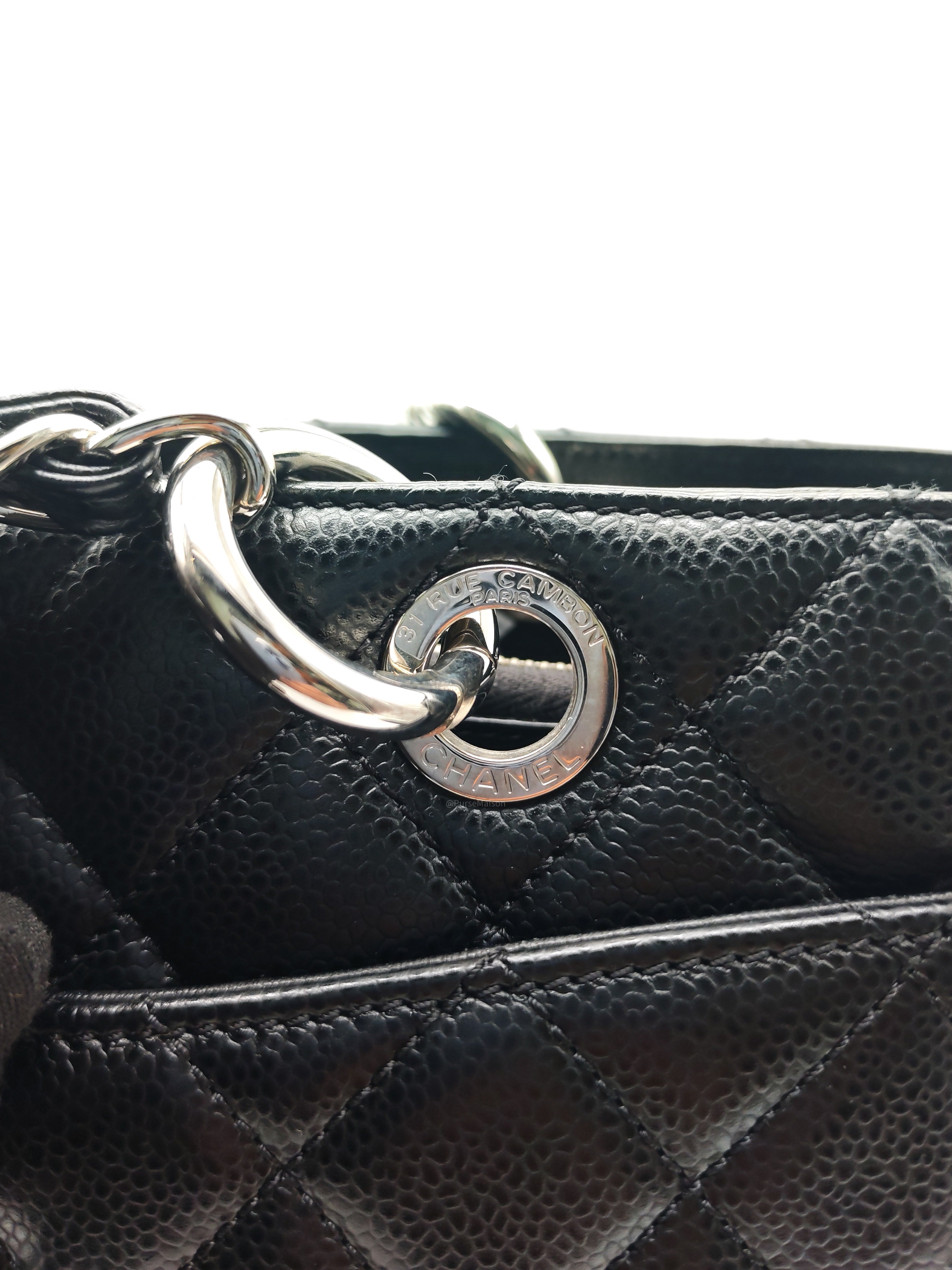 Chanel Grand Shopping Tote Bag (GST) in Black Caviar Leather Silver Hardware (Series 19****45)