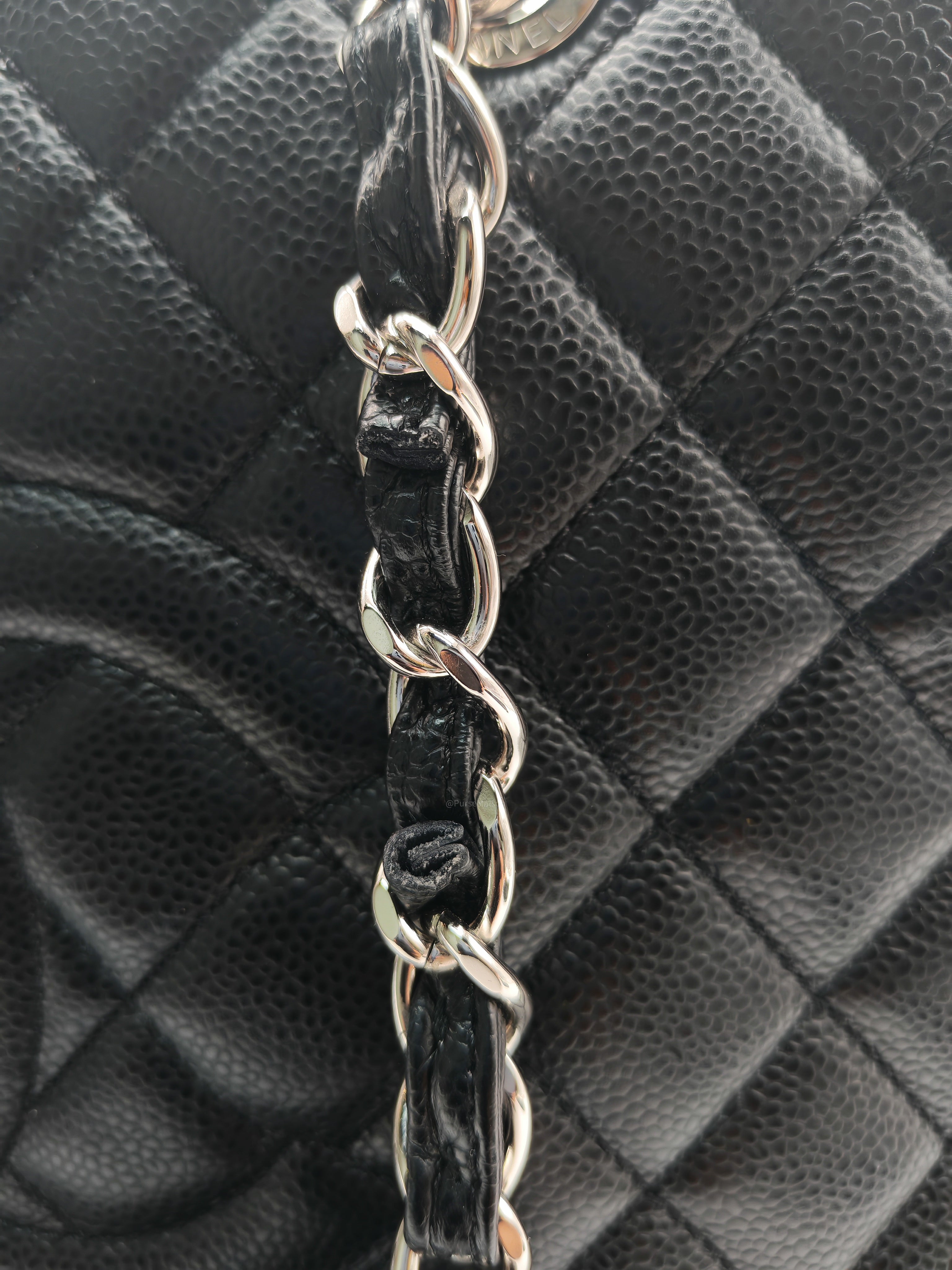 Chanel Grand Shopping Tote Bag (GST) in Black Caviar Leather Silver Hardware (Series 19****45)