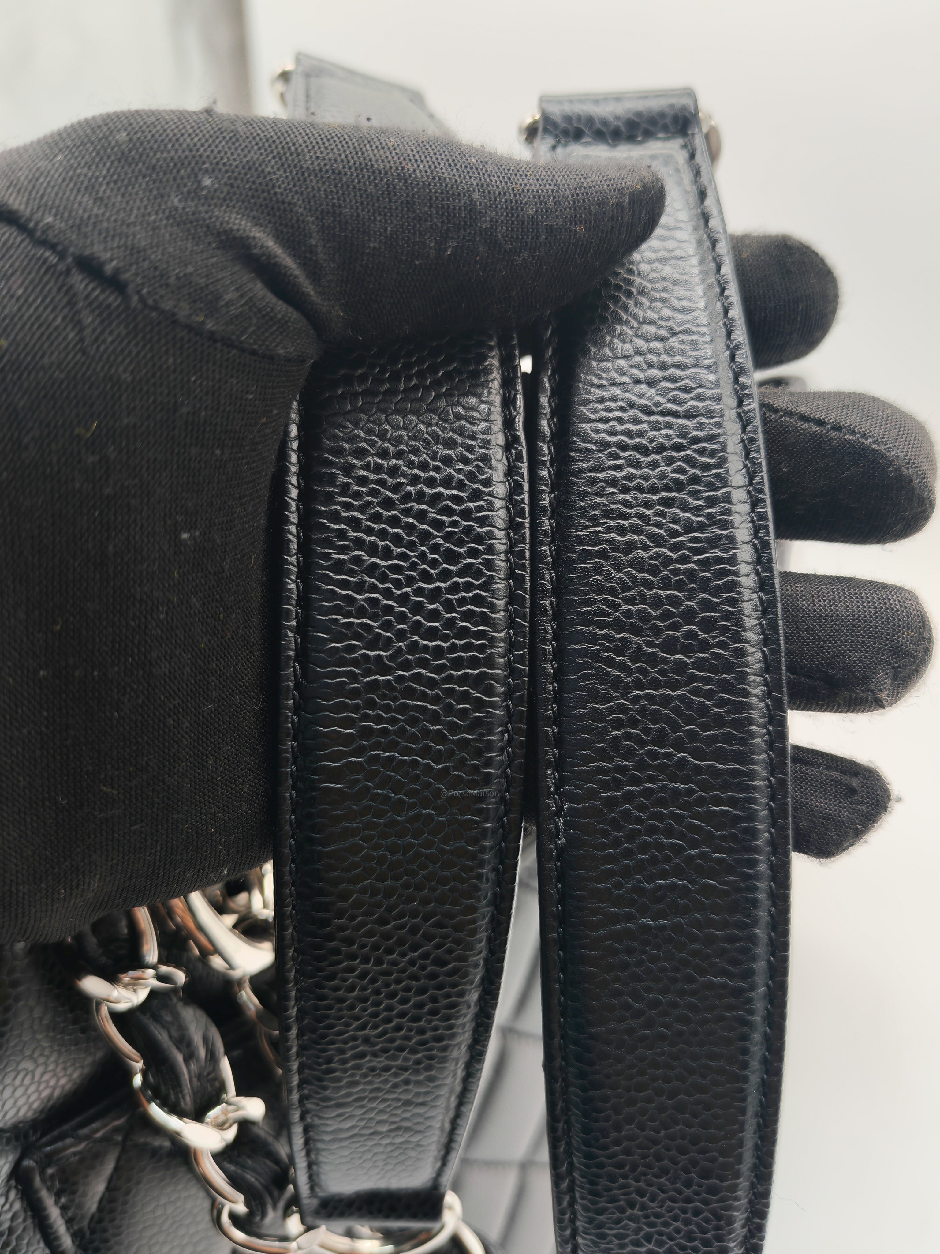 Chanel Grand Shopping Tote Bag (GST) in Black Caviar Leather Silver Hardware (Series 19****45)