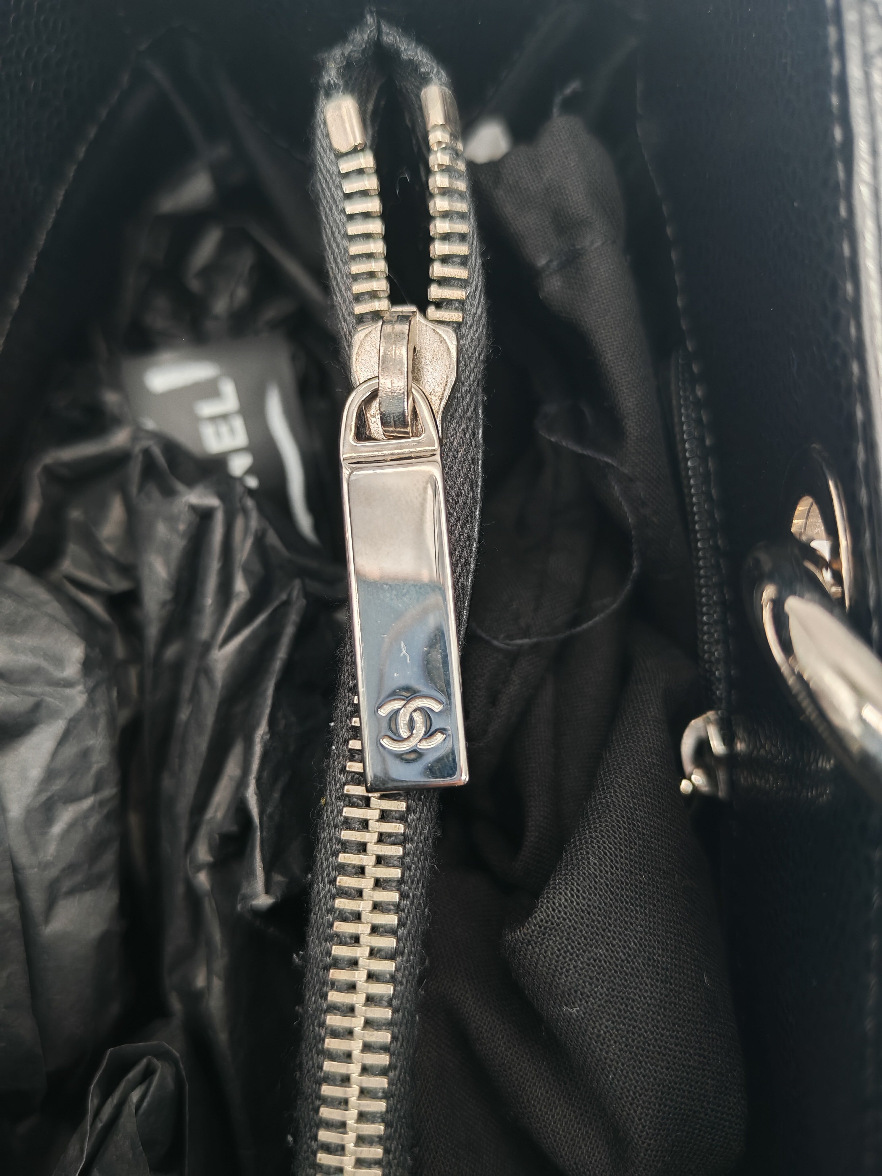 Chanel Grand Shopping Tote Bag (GST) in Black Caviar Leather Silver Hardware (Series 19****45)