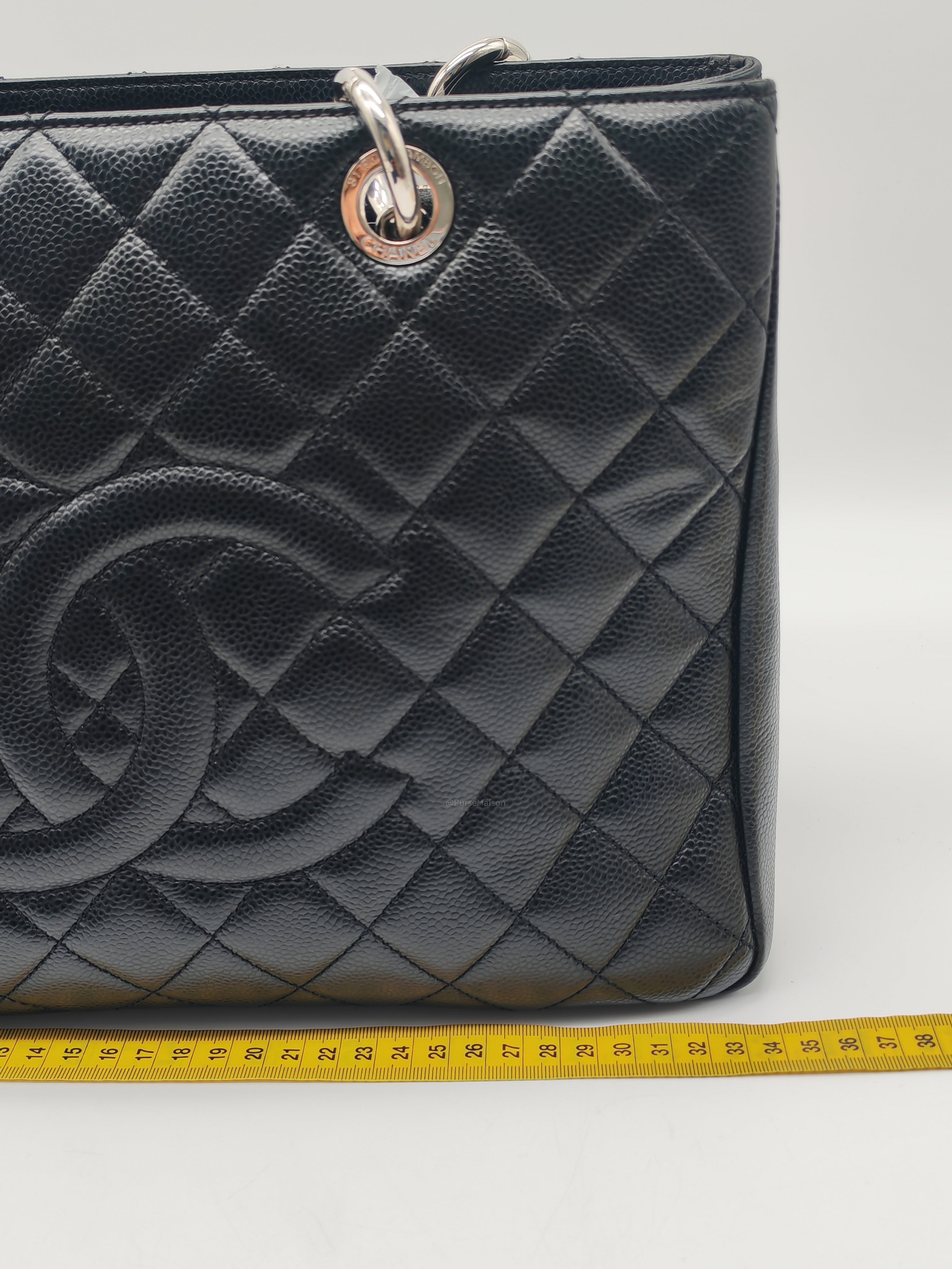 Chanel Grand Shopping Tote Bag (GST) in Black Caviar Leather Silver Hardware (Series 19****45)