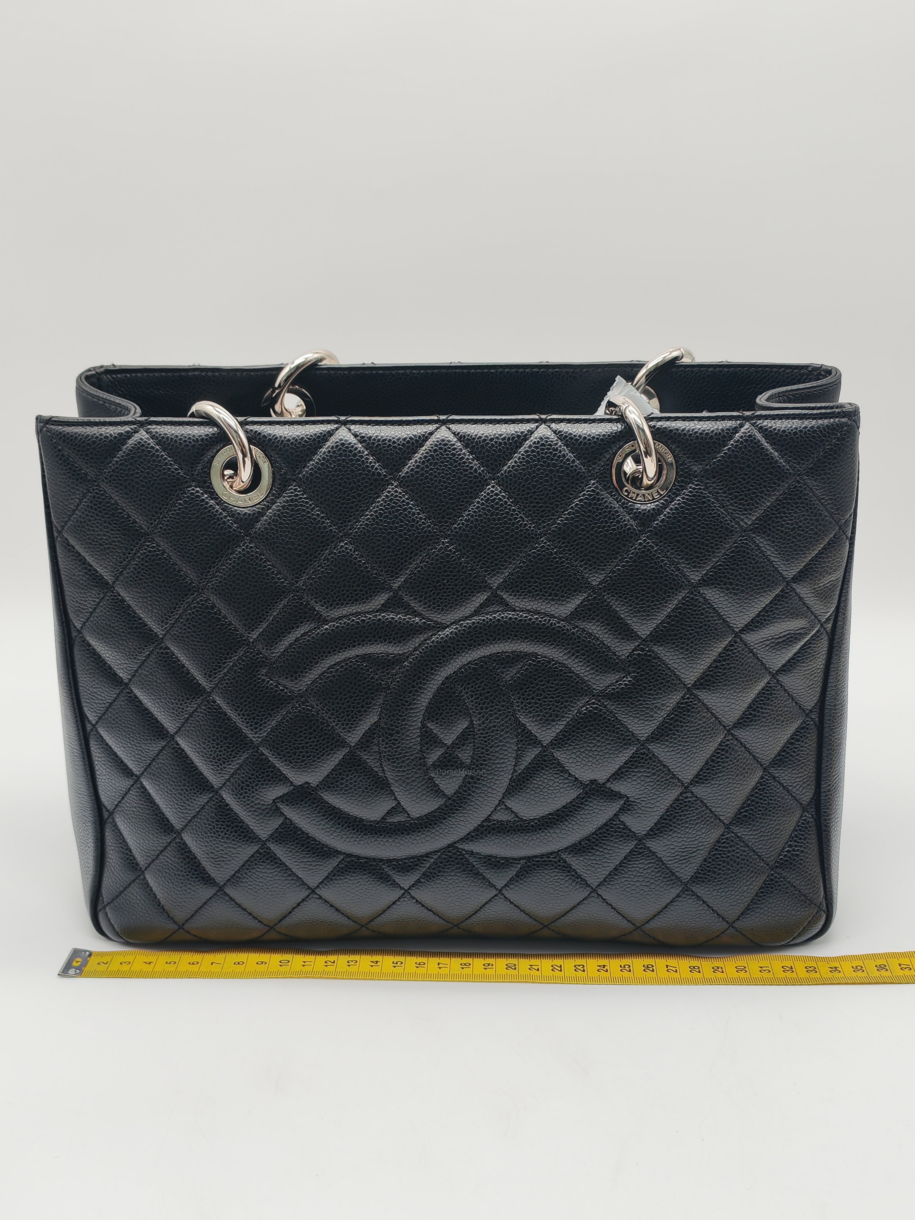 Chanel Grand Shopping Tote Bag (GST) in Black Caviar Leather Silver Hardware (Series 19****45)