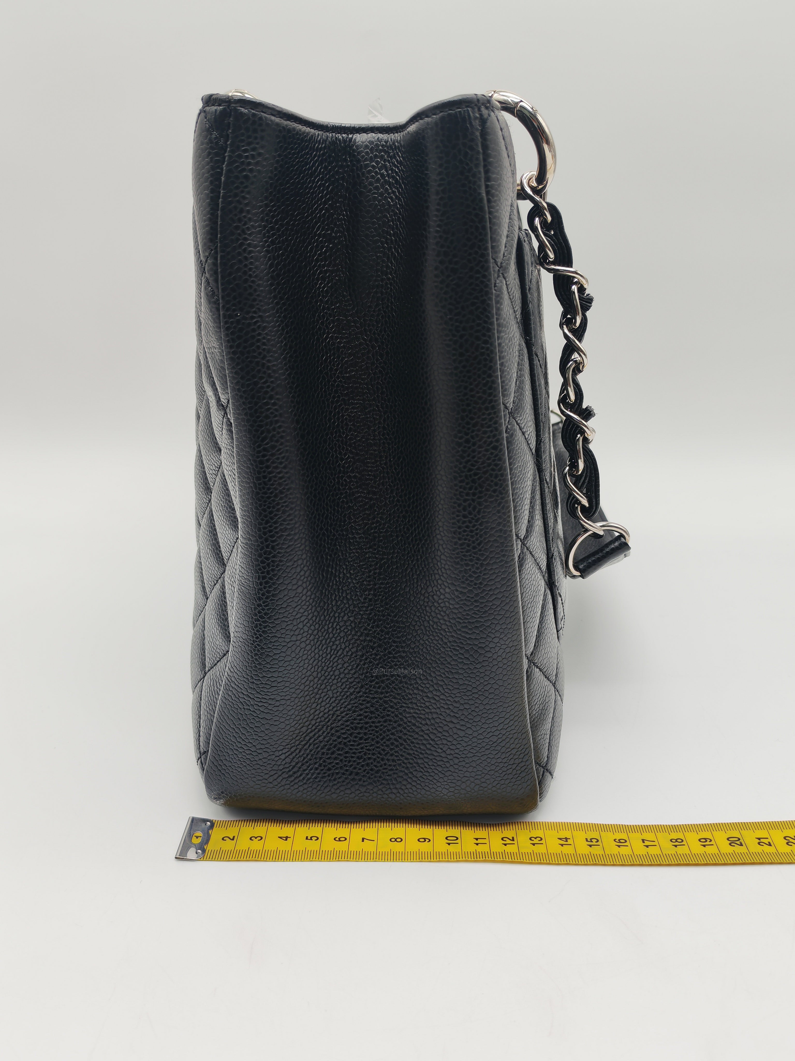 Chanel Grand Shopping Tote Bag (GST) in Black Caviar Leather Silver Hardware (Series 19****45)