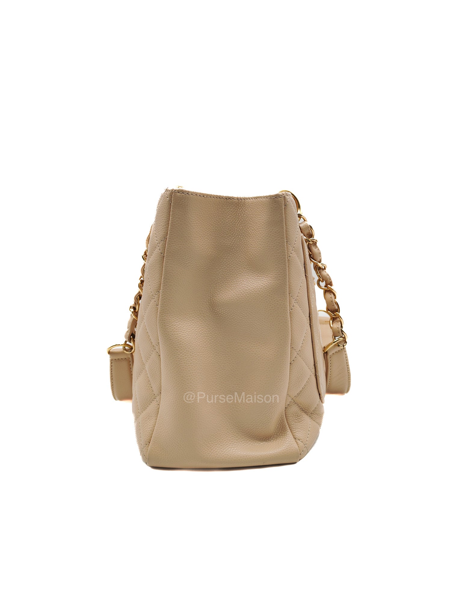 Chanel Grand Shopping Tote in Beige Quilted Caviar Leather and Gold Hardware Series 16