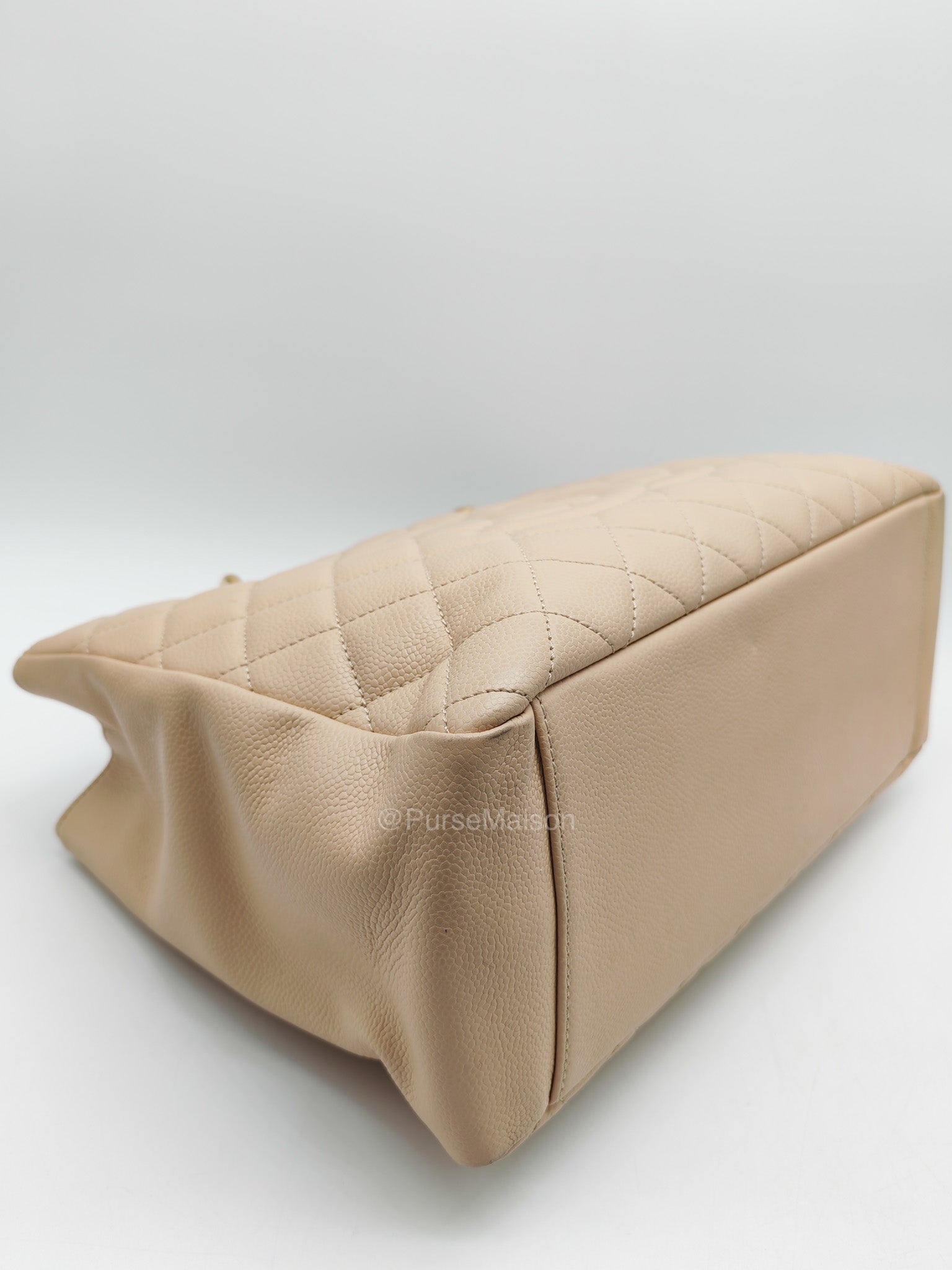 Chanel Grand Shopping Tote in Beige Quilted Caviar Leather and Gold Hardware Series 16