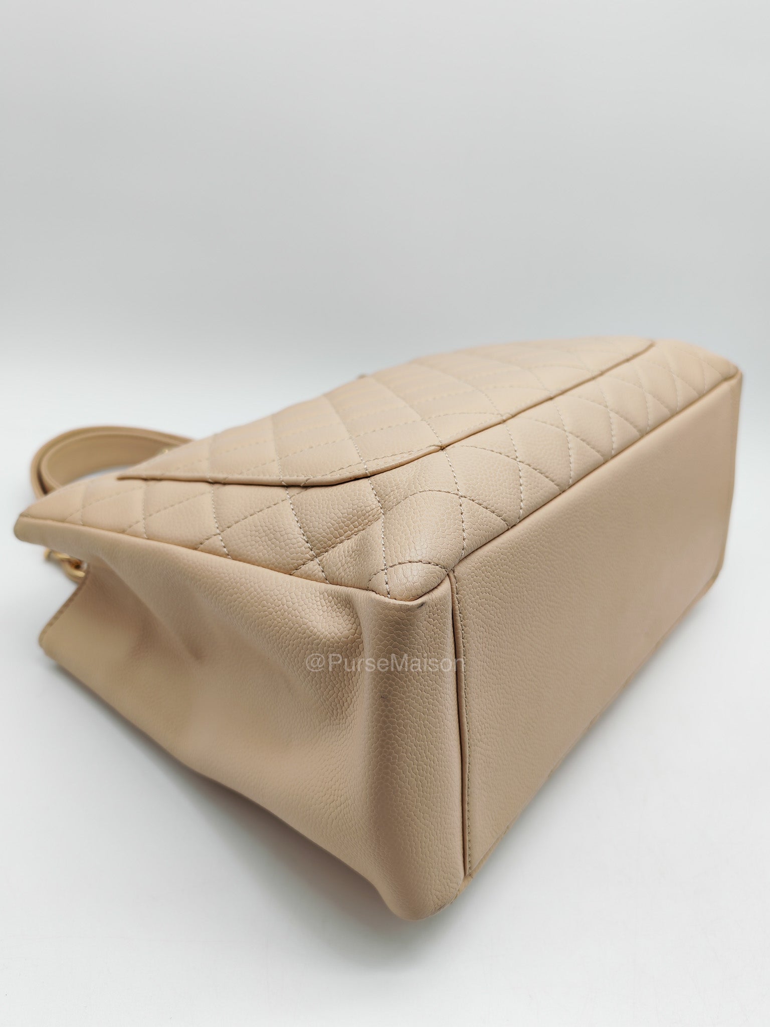 Chanel Grand Shopping Tote in Beige Quilted Caviar Leather and Gold Hardware Series 16