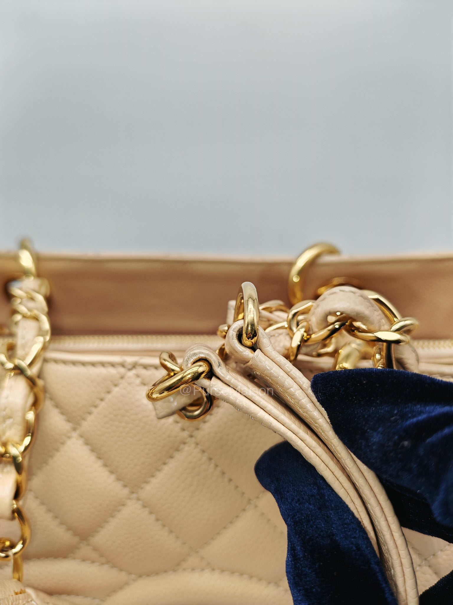 Chanel Grand Shopping Tote in Beige Quilted Caviar Leather and Gold Hardware Series 16