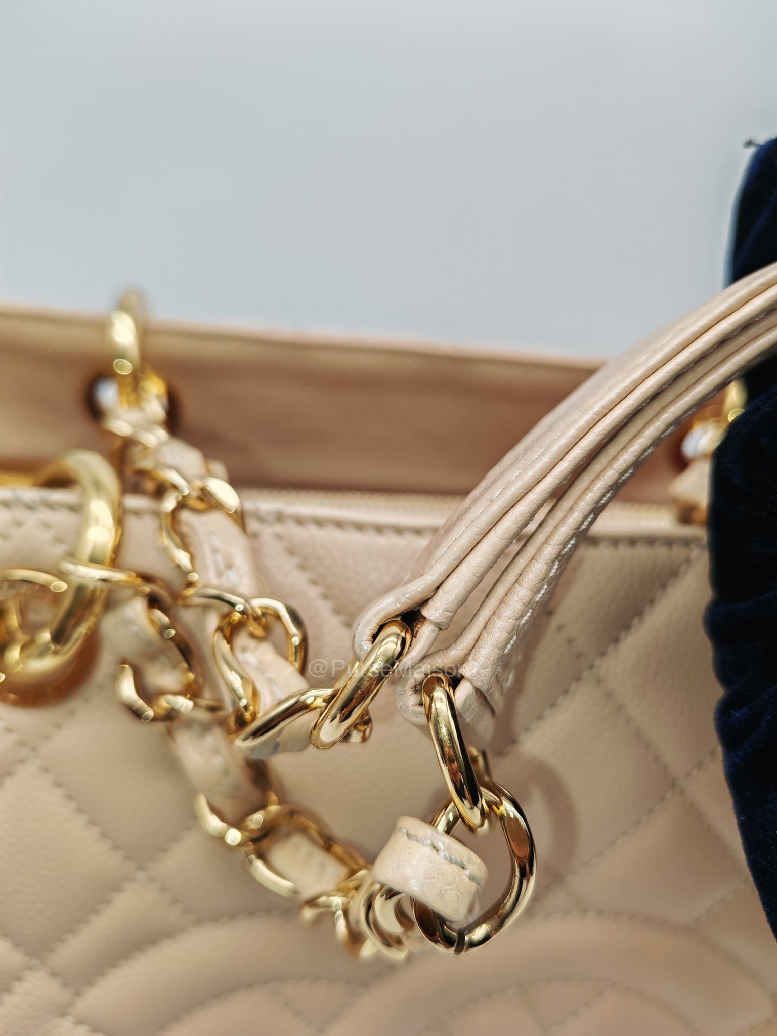 Chanel Grand Shopping Tote in Beige Quilted Caviar Leather and Gold Hardware Series 16