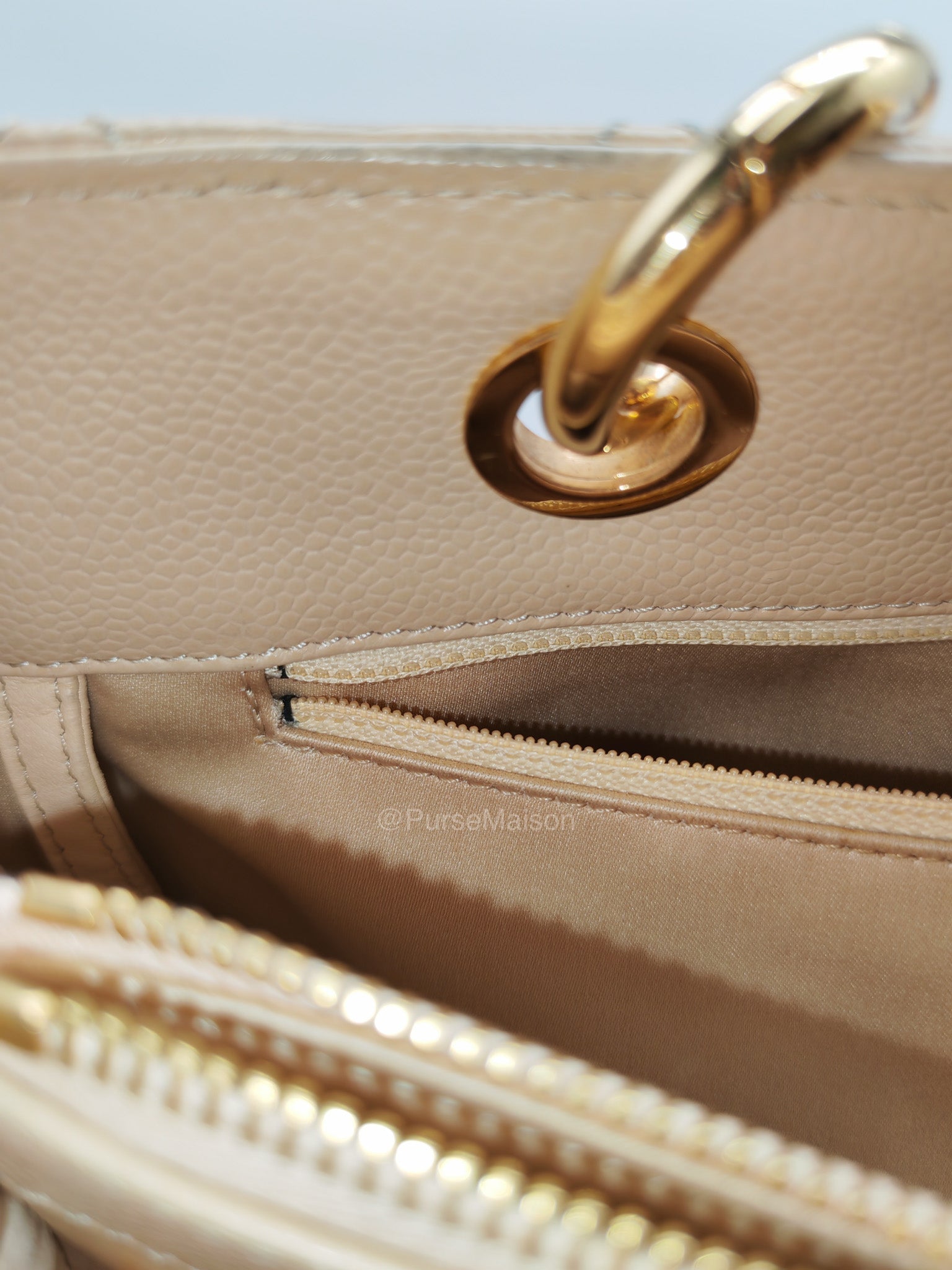 Chanel Grand Shopping Tote in Beige Quilted Caviar Leather and Gold Hardware Series 16