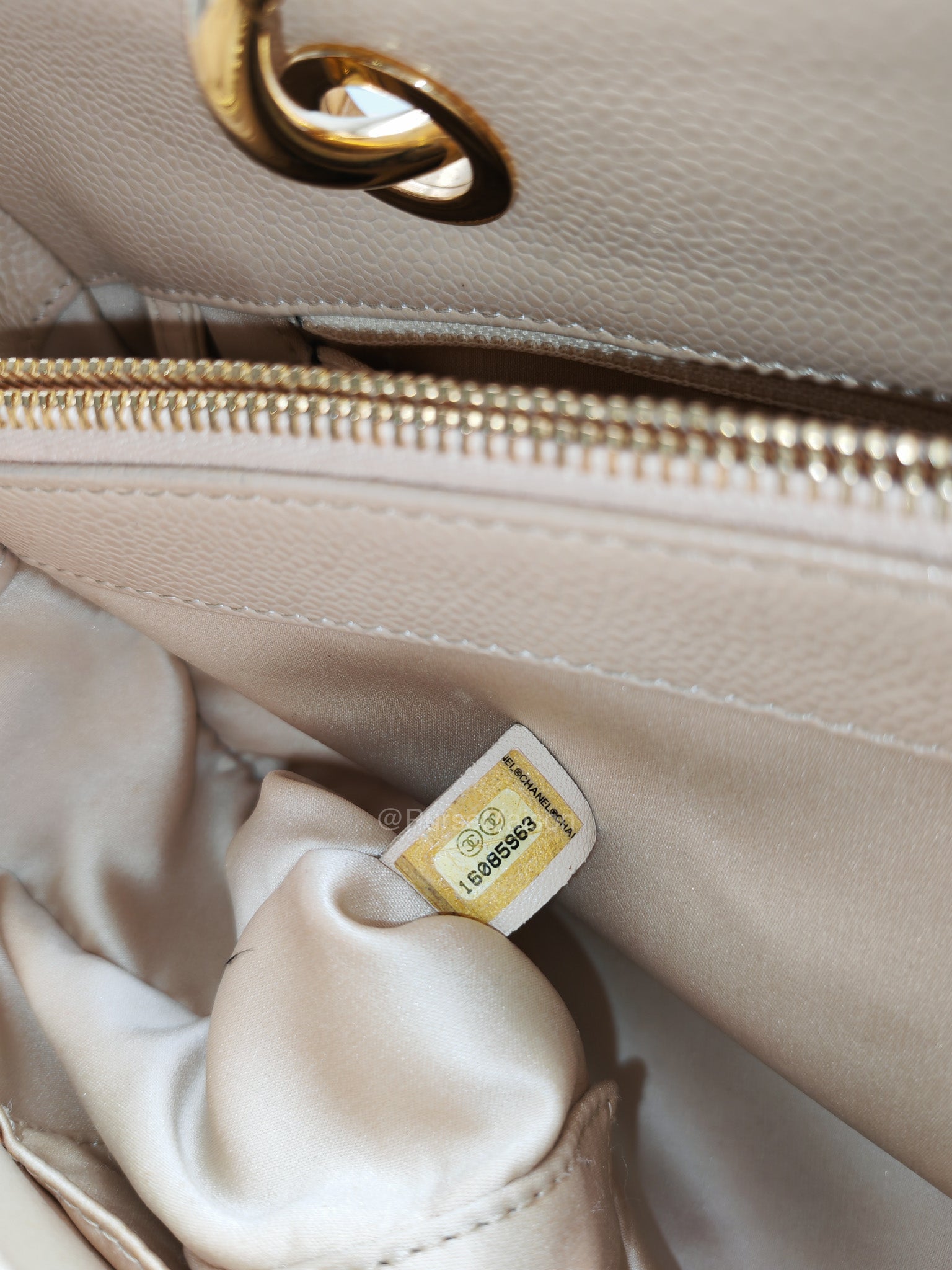 Chanel Grand Shopping Tote in Beige Quilted Caviar Leather and Gold Hardware Series 16