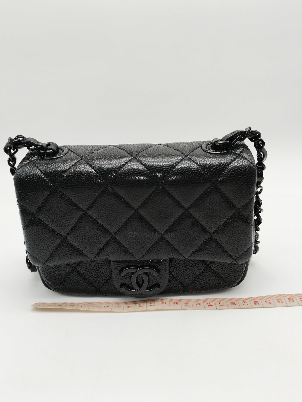 Chanel Incognito Mini Square Flap Bag in Black Caviar Leather and So Black Hardware Series 29