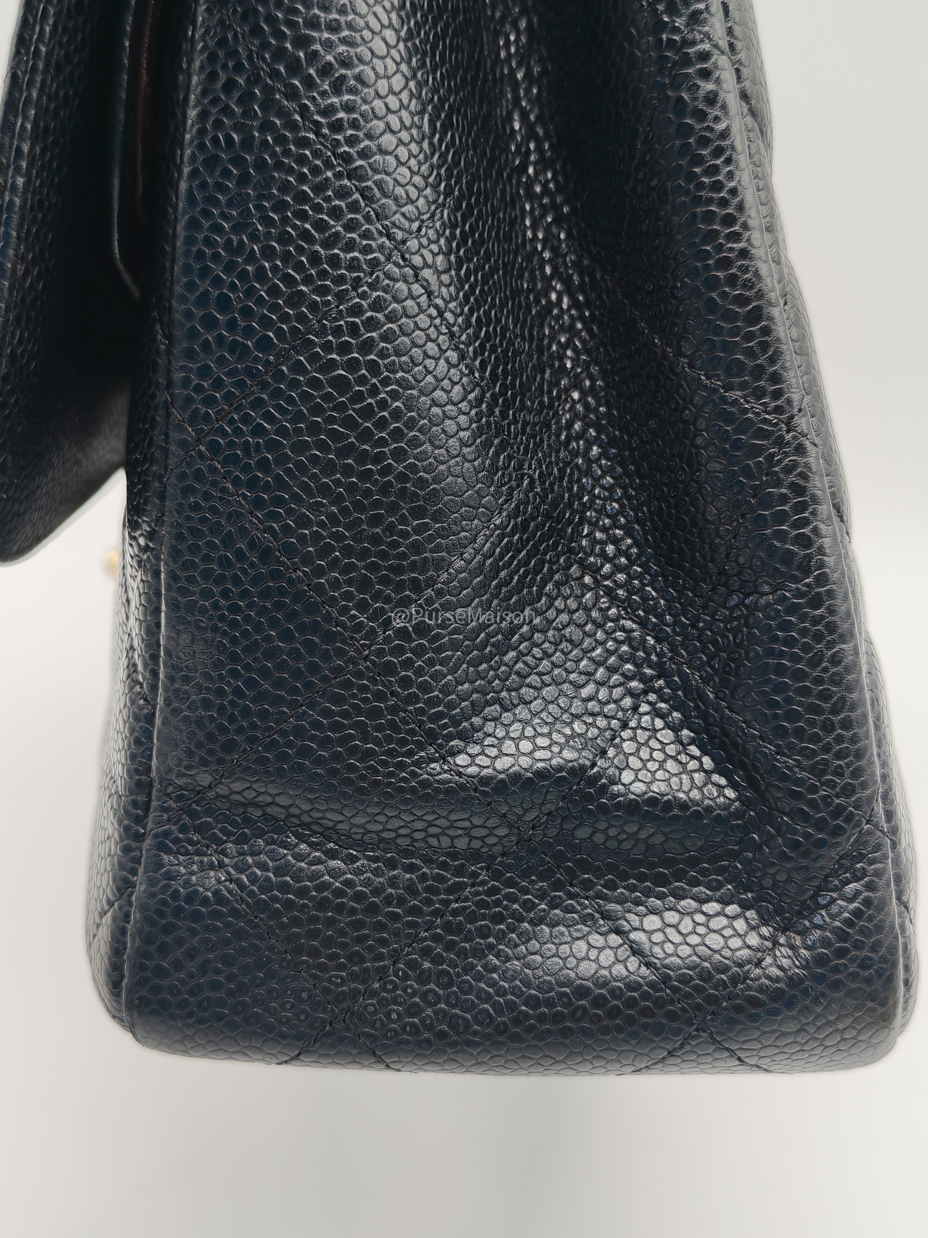 Chanel Classic Doube Flap Jumbo in Black Quilted Caviar Leather and Gold Hardware Series 16