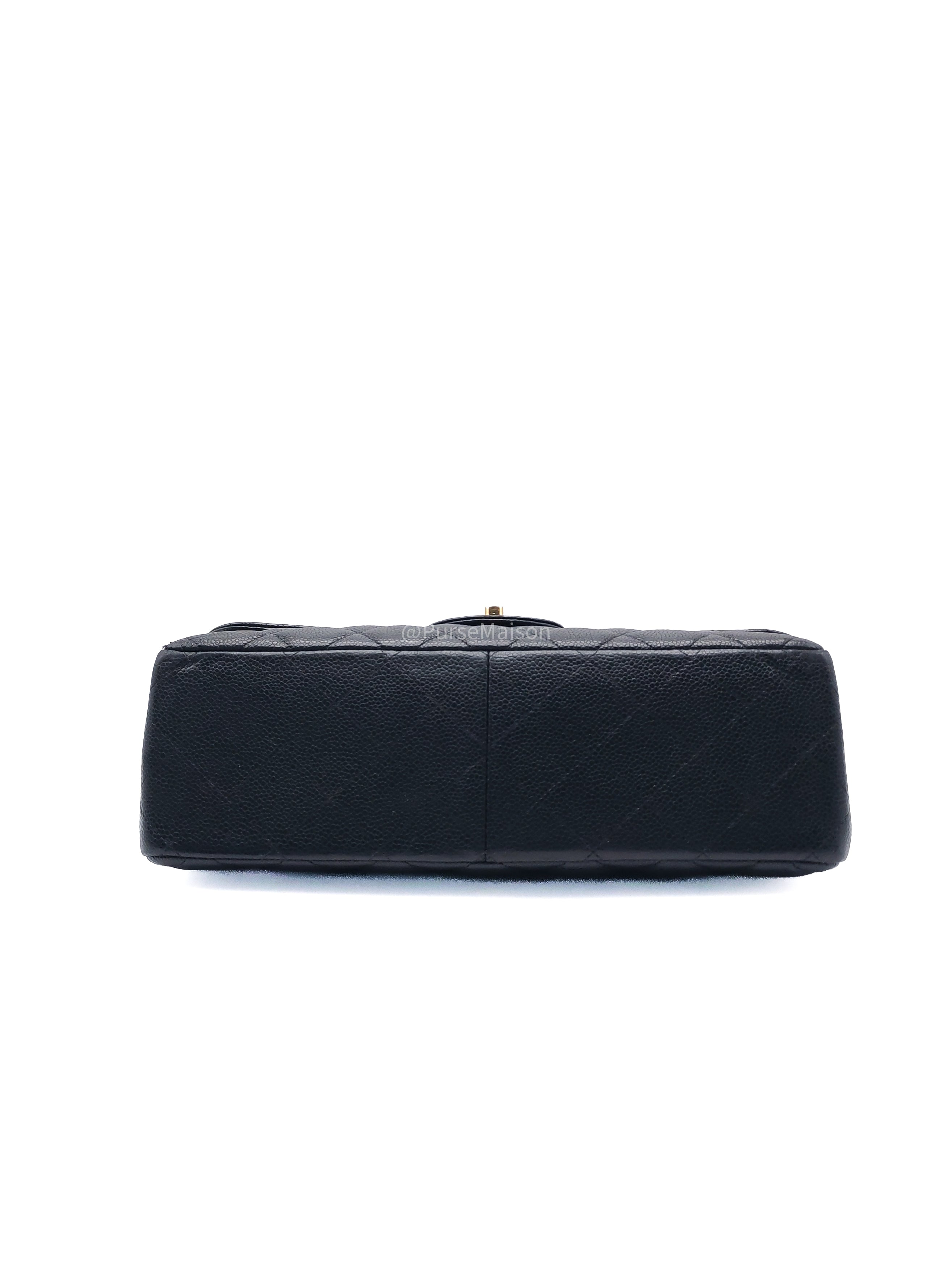 Chanel Classic Doube Flap Jumbo in Black Quilted Caviar Leather and Gold Hardware Series 16