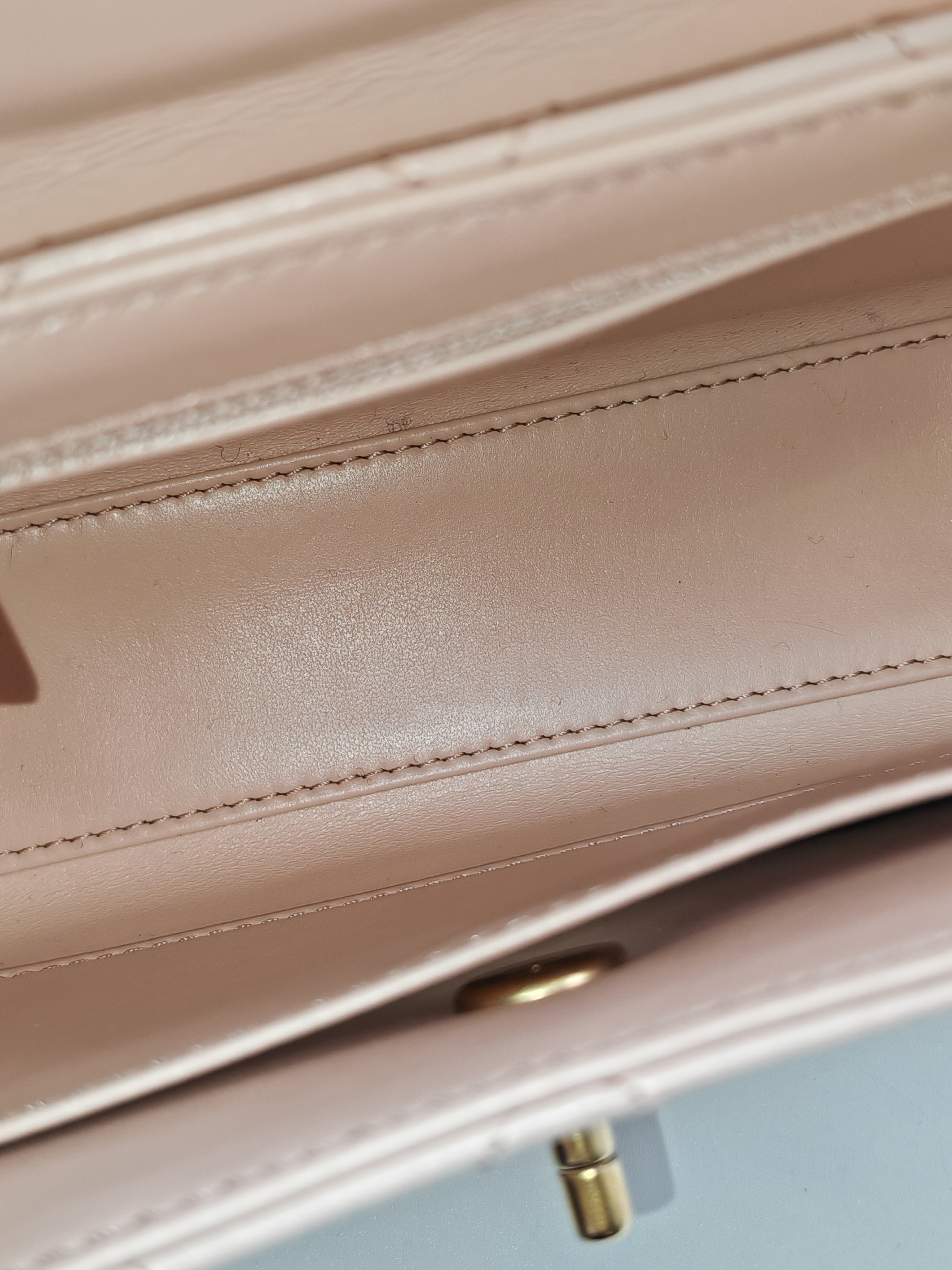 Chanel CC Kelly Small in Baby Pink Shiny Aged Calfskin Leather and Aged Gold Hardware Microchip