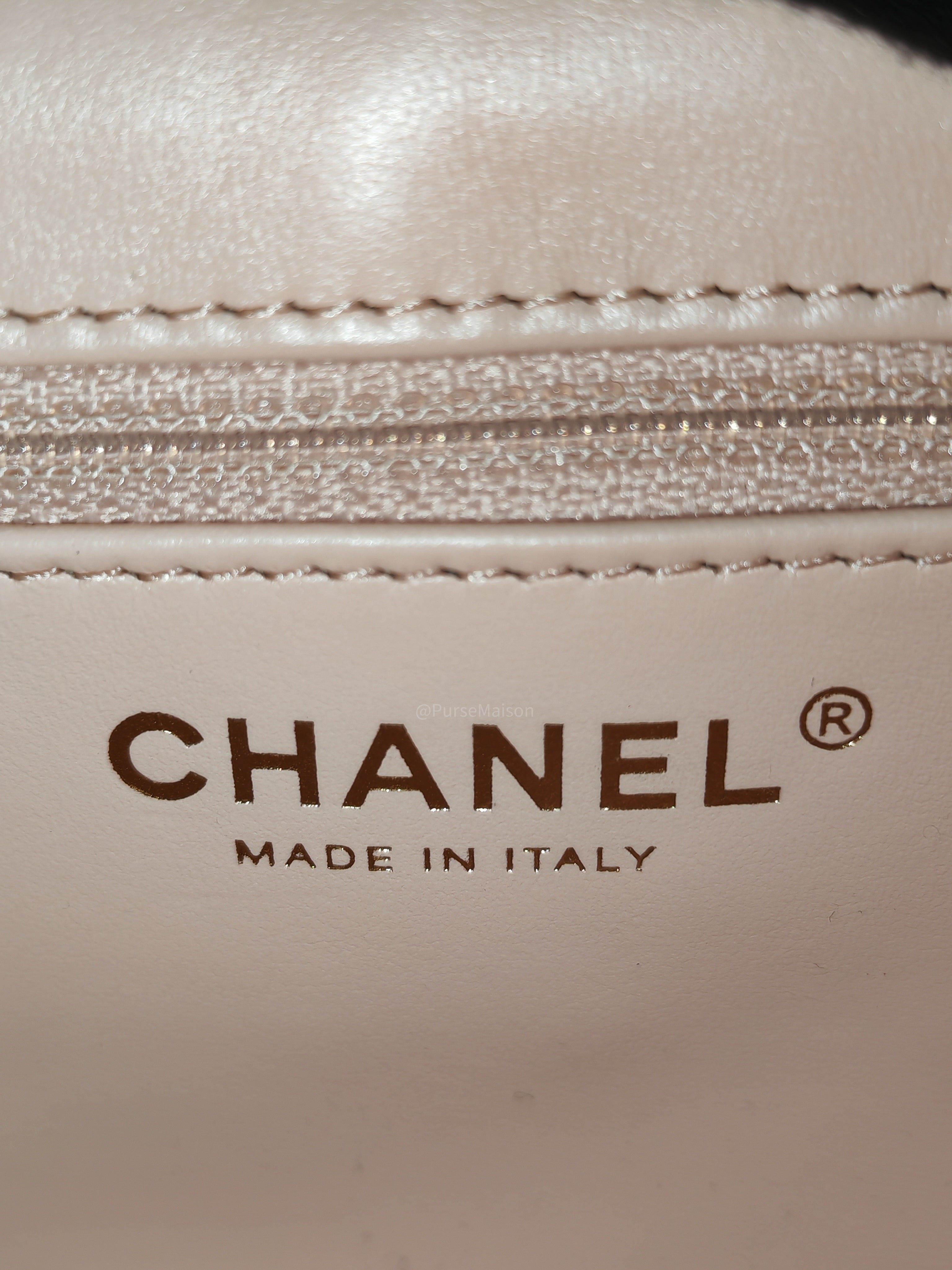 Chanel CC Kelly Small in Baby Pink Shiny Aged Calfskin Leather and Aged Gold Hardware Microchip