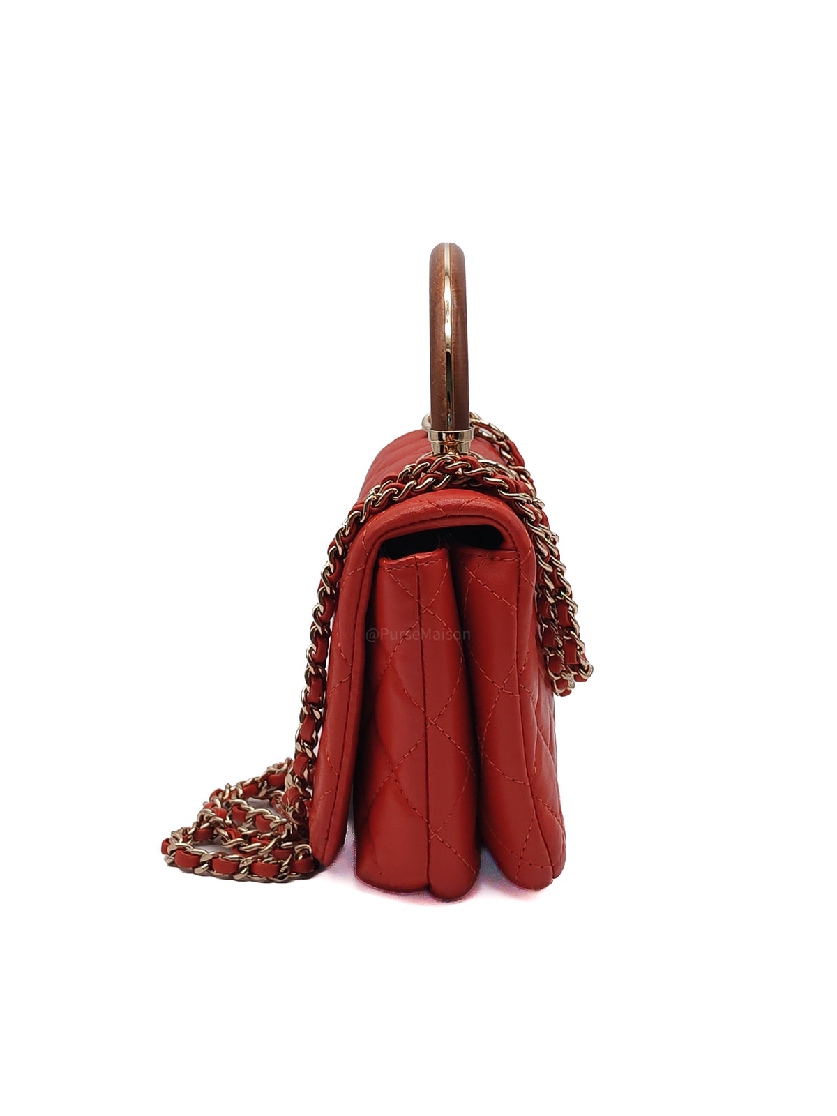 Chanel Knock on Wood Mini in Red Quilted Lambskin Leather and Light Gold Hardware Series 26