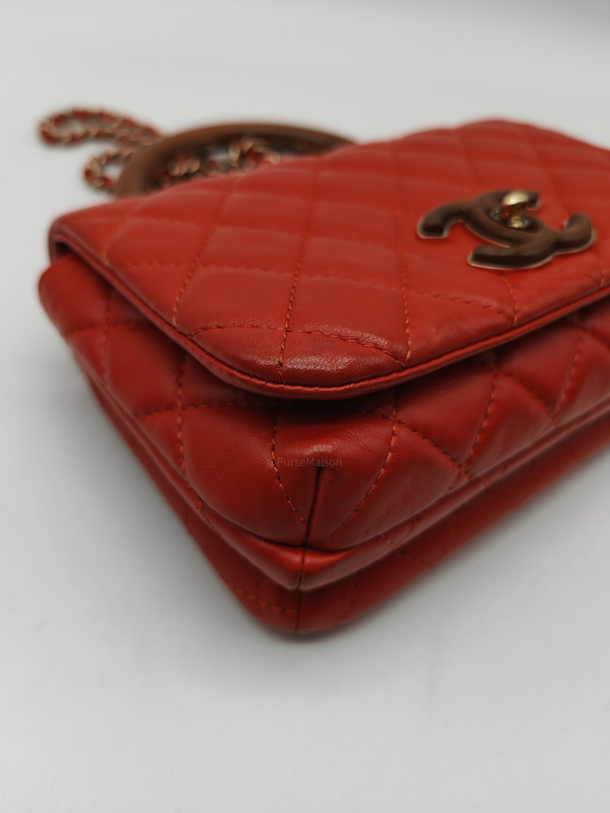 Chanel Knock on Wood Mini in Red Quilted Lambskin Leather and Light Gold Hardware Series 26