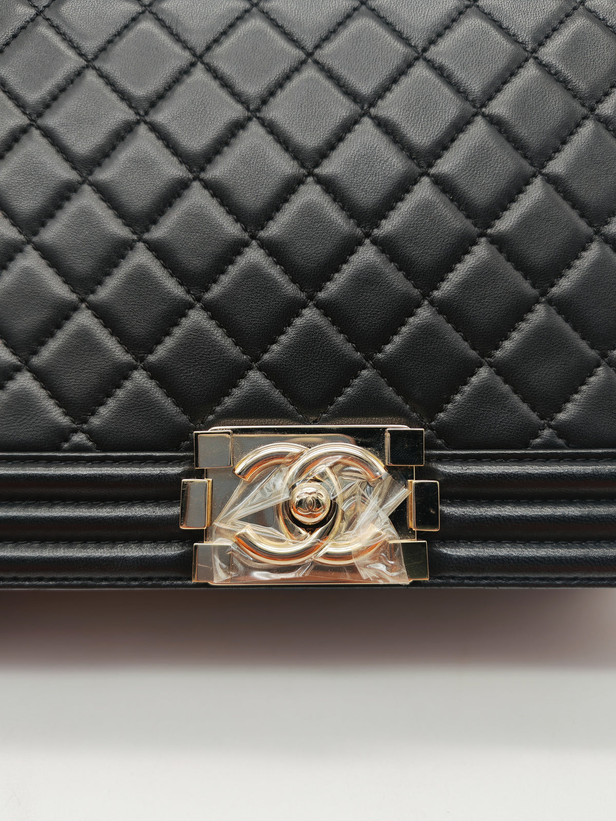 Chanel Boy New Medium in Black Lambskin Leather and Light Gold Hardware Series 22