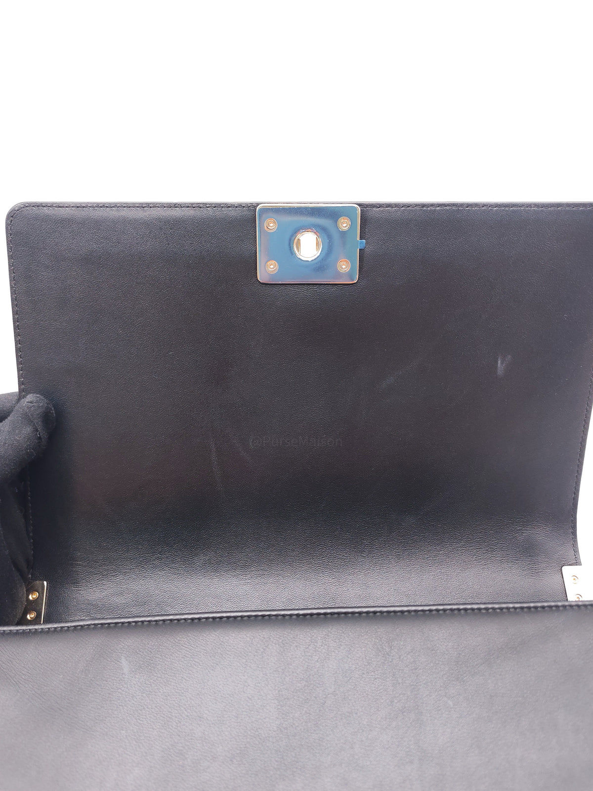 Chanel Boy New Medium in Black Lambskin Leather and Light Gold Hardware Series 22
