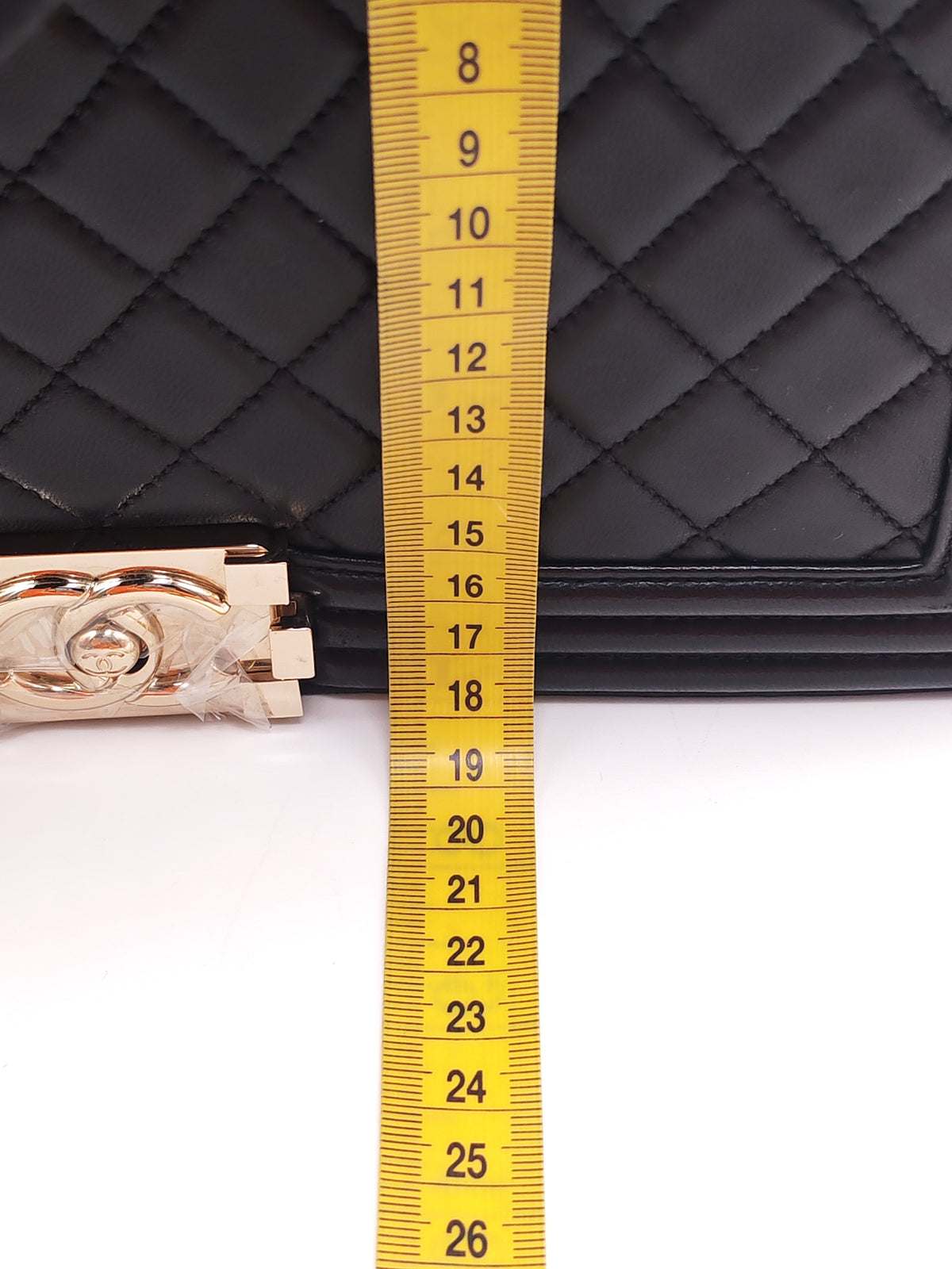 Chanel Boy New Medium in Black Lambskin Leather and Light Gold Hardware Series 22