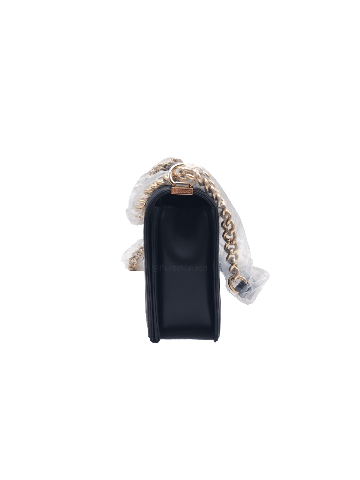 Chanel Boy New Medium in Black Lambskin Leather and Light Gold Hardware Series 22