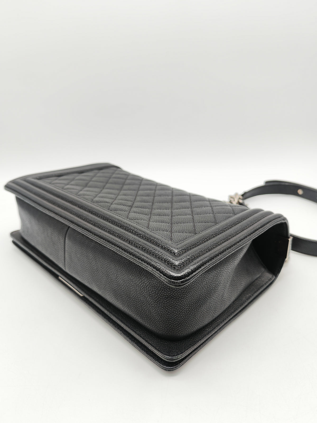 Chanel Boy New Medium in Black Caviar Leather and Ruthenium Hardware Series 23
