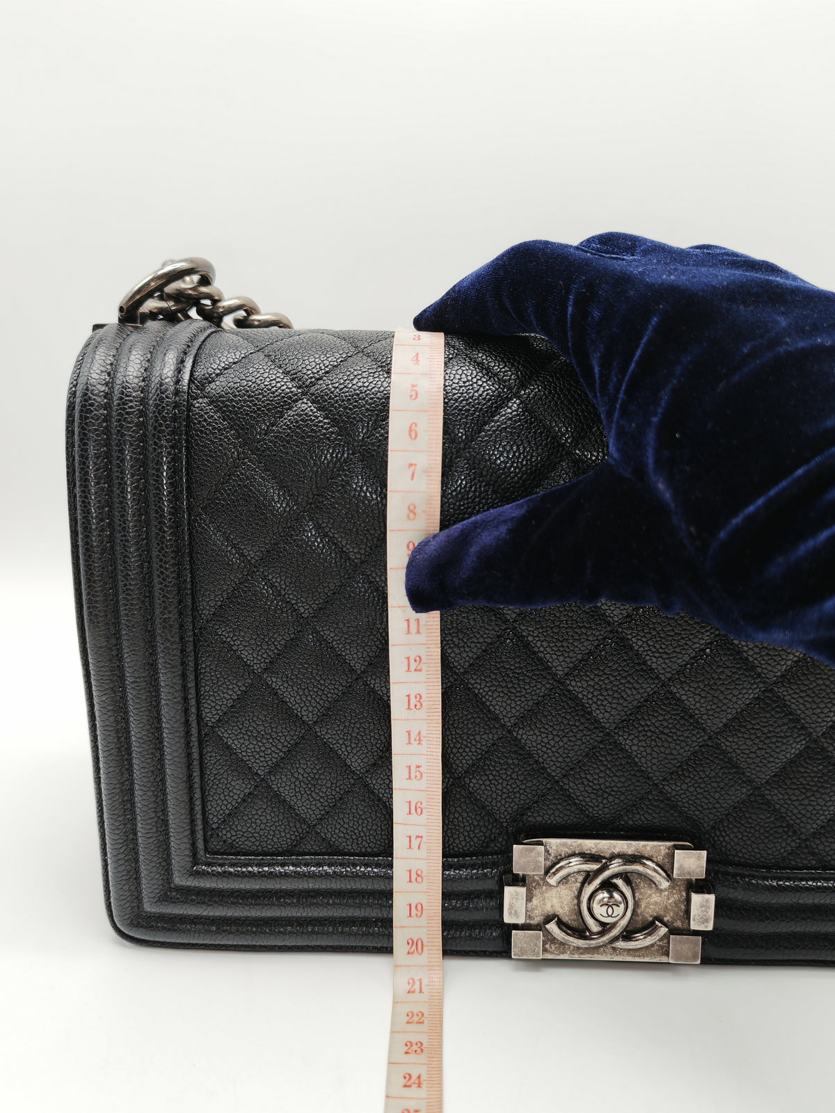 Chanel Boy New Medium in Black Caviar Leather and Ruthenium Hardware Series 23