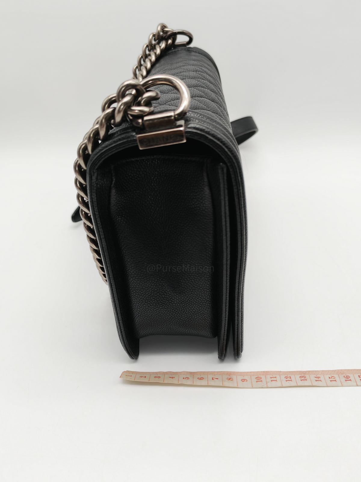 Chanel Boy New Medium in Black Caviar Leather and Ruthenium Hardware Series 23