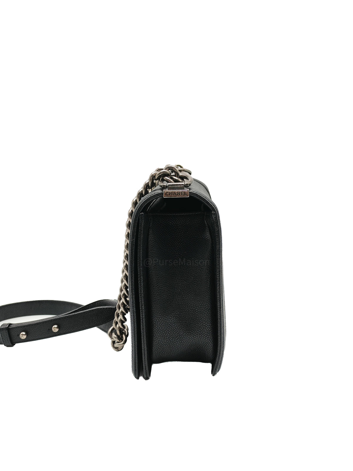 Chanel Boy New Medium in Black Caviar Leather and Ruthenium Hardware Series 23