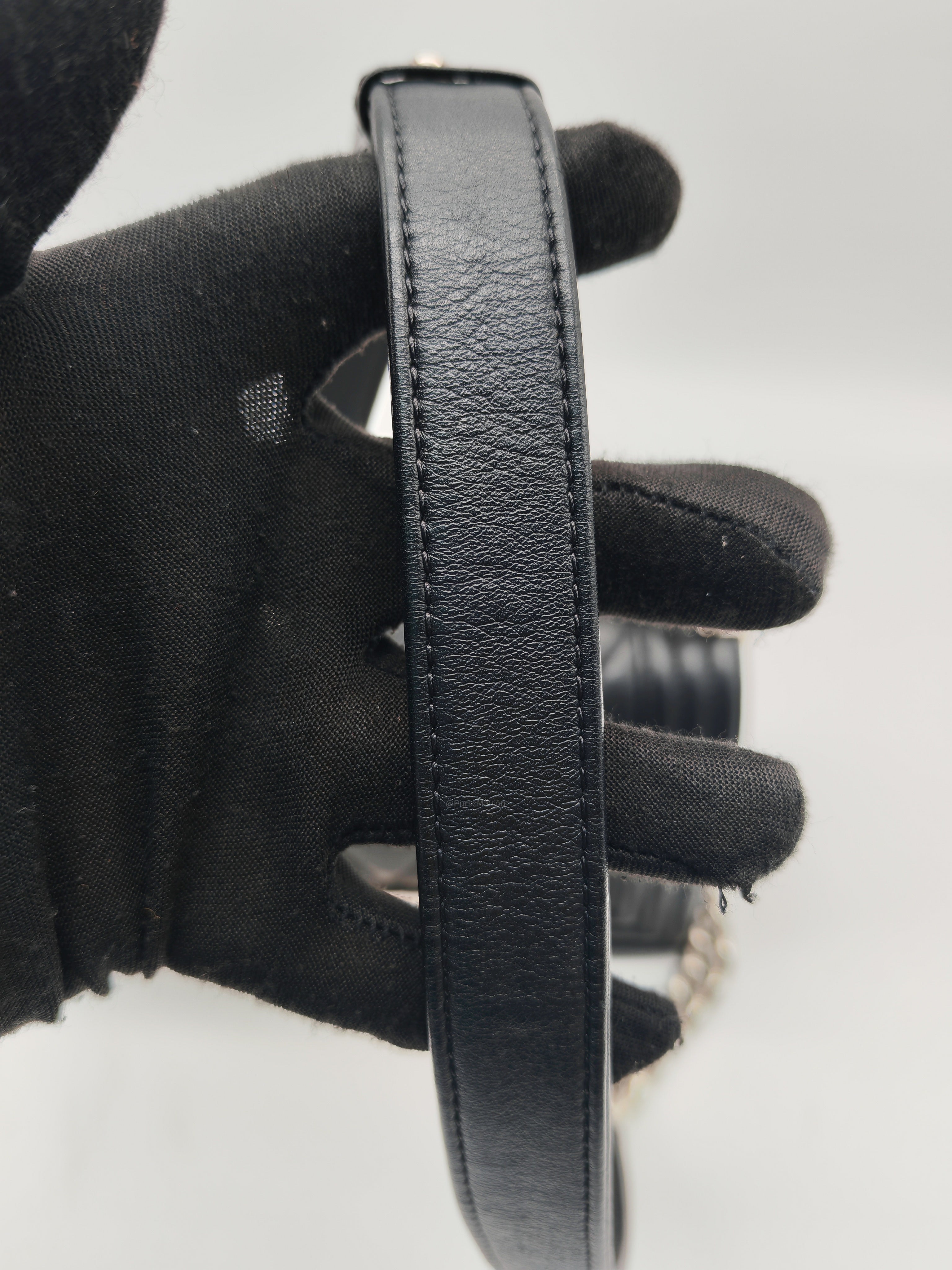 Chanel Le Boy Small in Black Chevron Lambskin Leather and Silver Hardware Series 22
